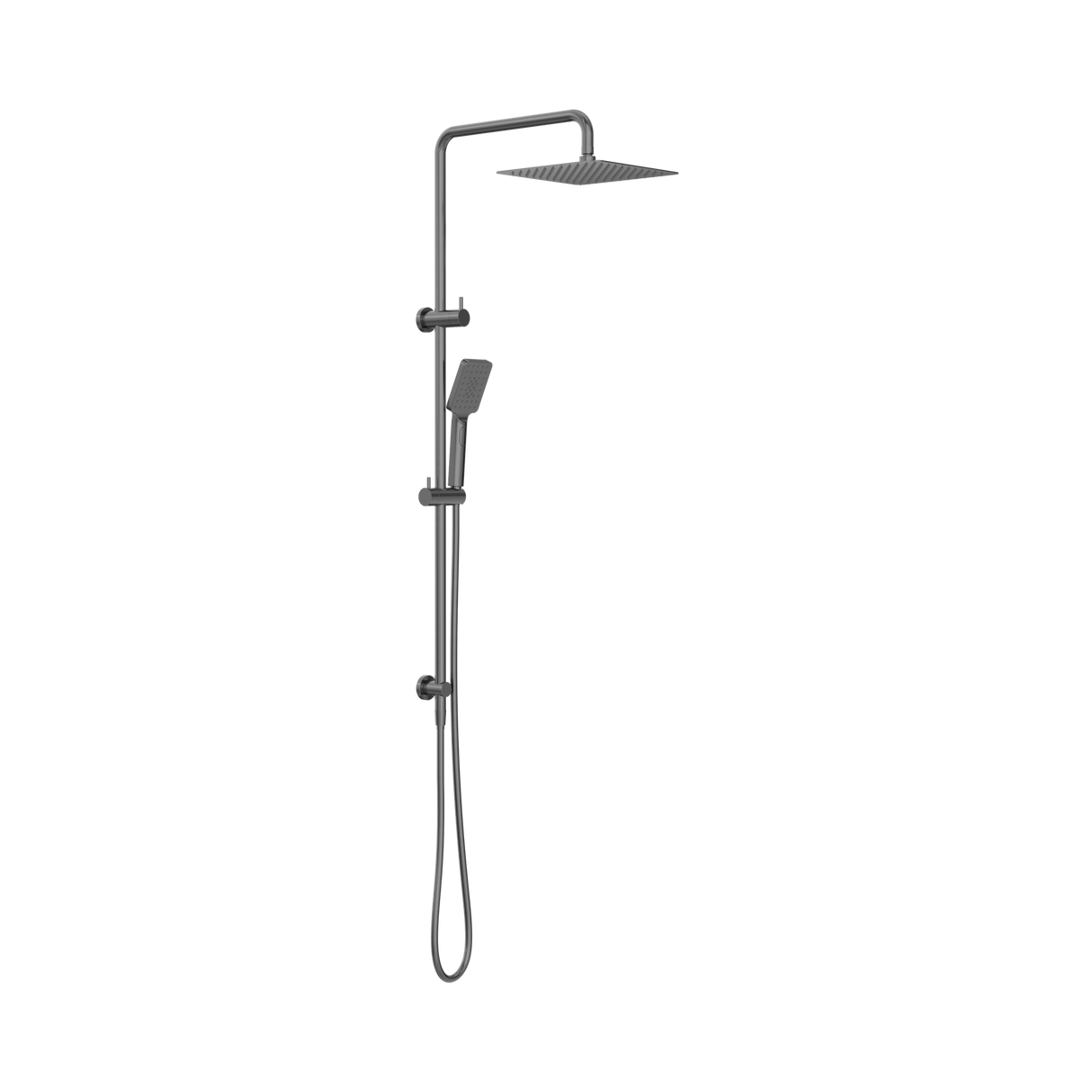 An image of Nero Tapware Square Project Twin Shower Gun Metal