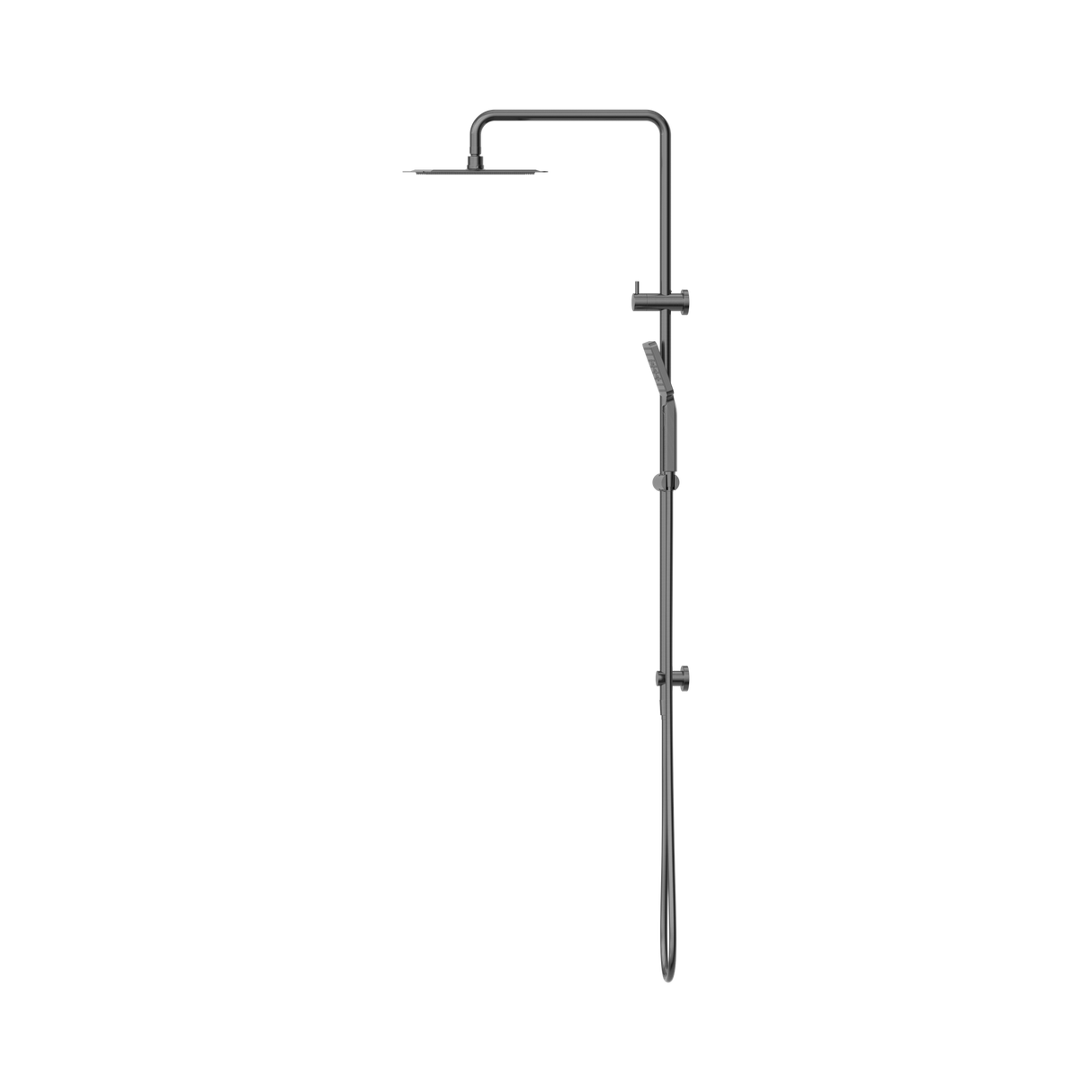 An image of Nero Tapware Square Project Twin Shower Gun Metal