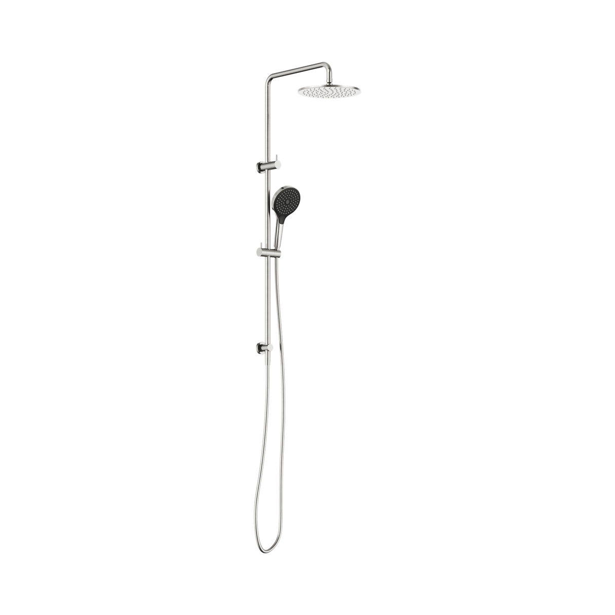 An image of Nero Tapware Round Twin Shower With Air Shower II Brushed Nickel