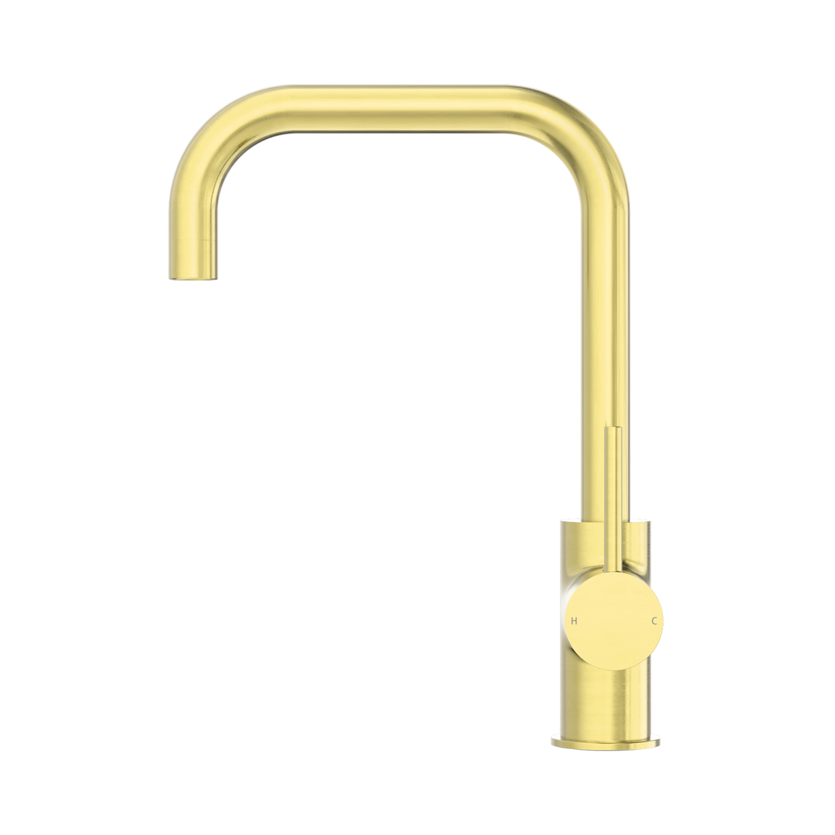 An image of Nero Tapware Dolce Kitchen Mixer Square Shape Brushed Gold