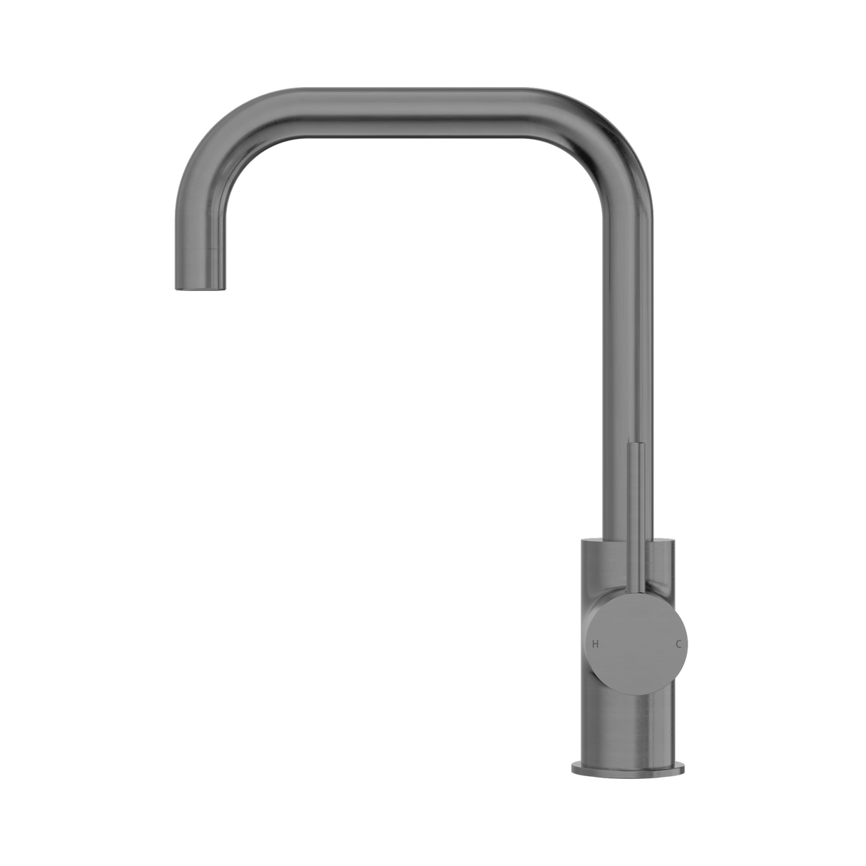 An image of Nero Tapware Dolce Kitchen Mixer Square Shape Gun Metal