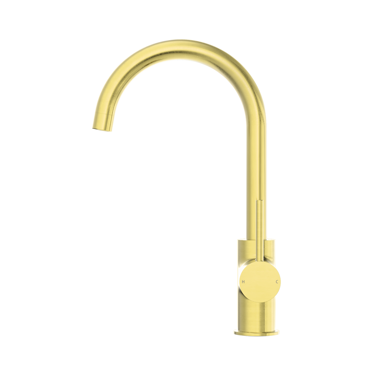 An image of Nero Tapware Dolce Kitchen Mixer Gooseneck Brushed Gold