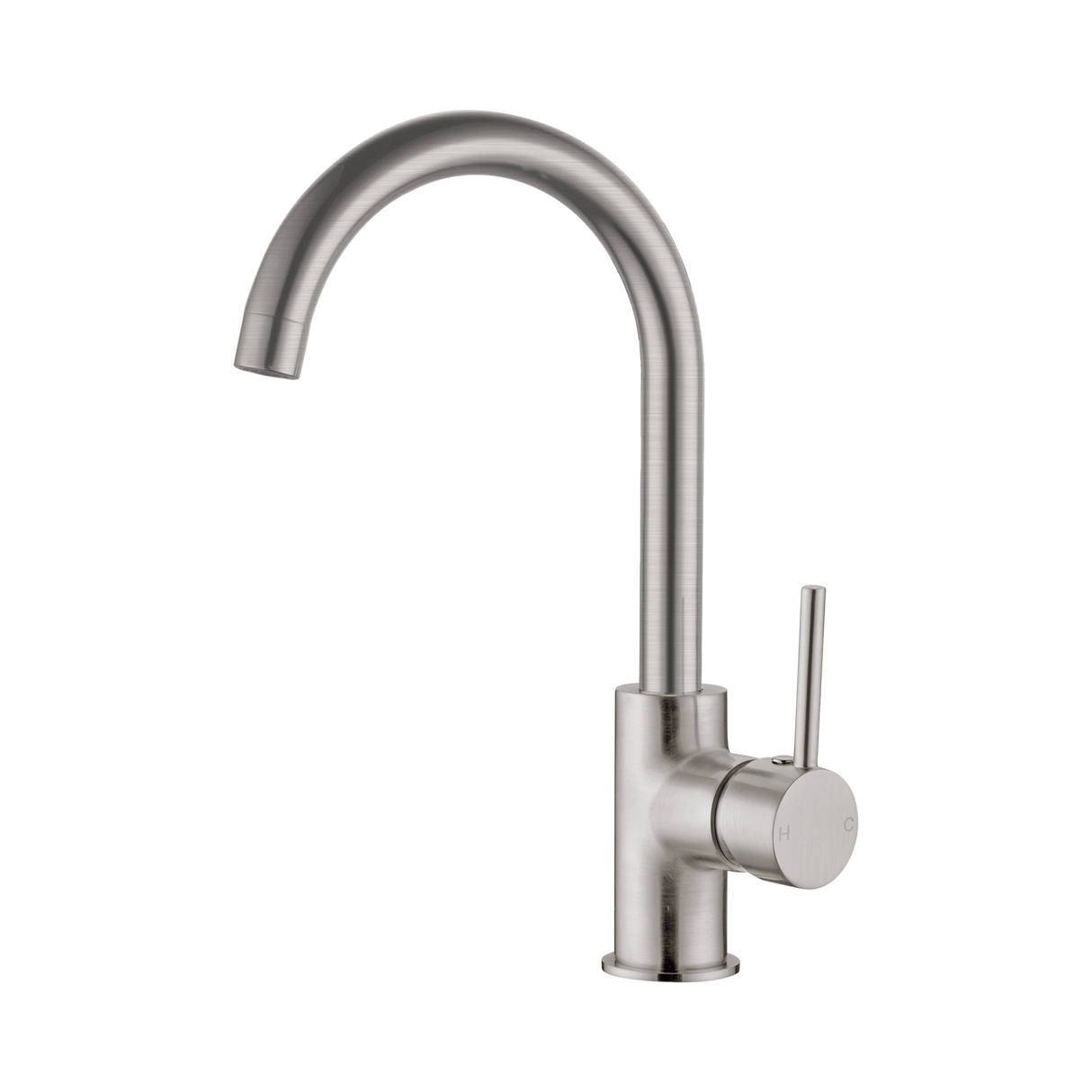 An image of Nero Tapware Dolce Kitchen Mixer Gooseneck Brushed Nickel
