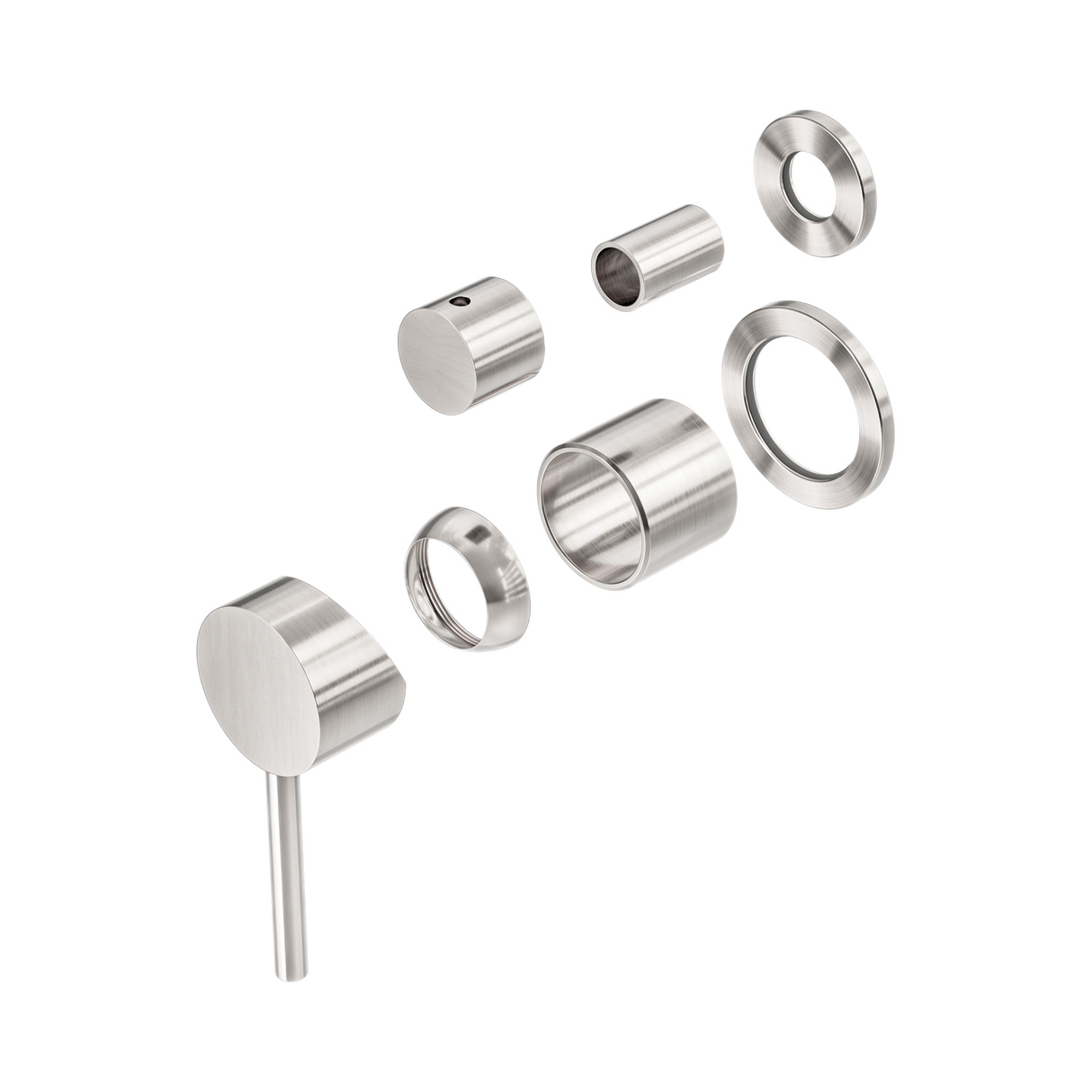 An image of Nero Tapware Dolce Shower Mixer With Diverter Separate Back Plate Trim Kits Only Brushed Nickel