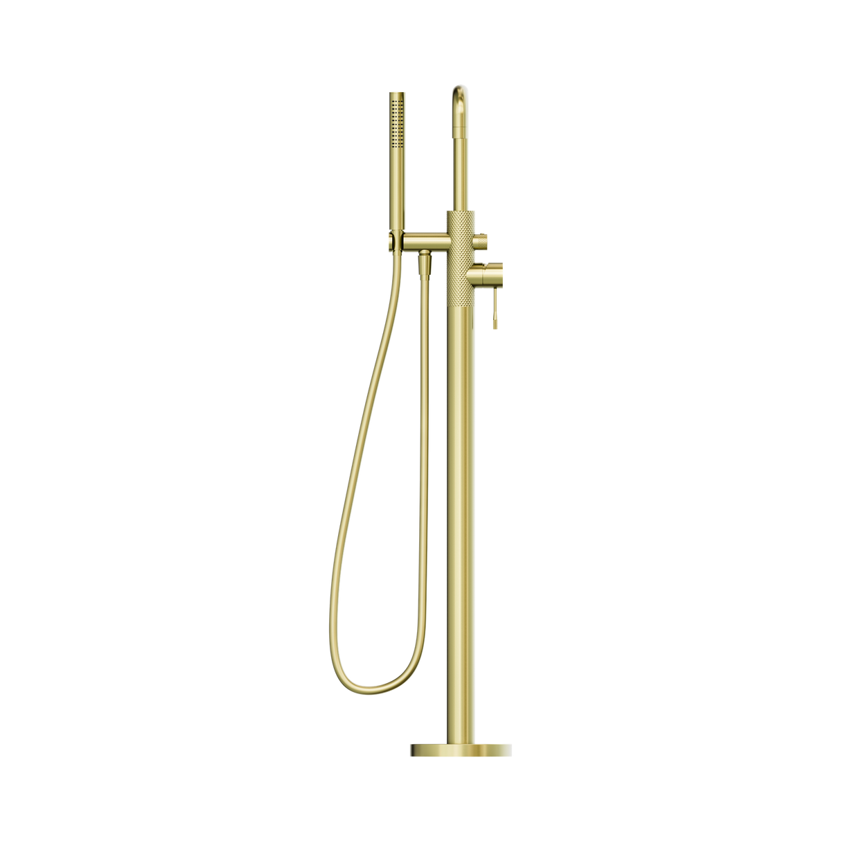 An image of Nero Tapware Opal Freestanding Bath Mixer With Hand Shower Brushed Gold