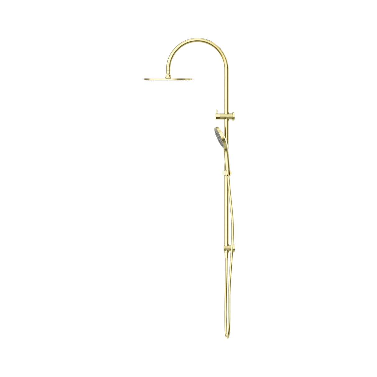 An image of Nero Tapware Opal Twin Shower With Air Shower II Brushed Gold