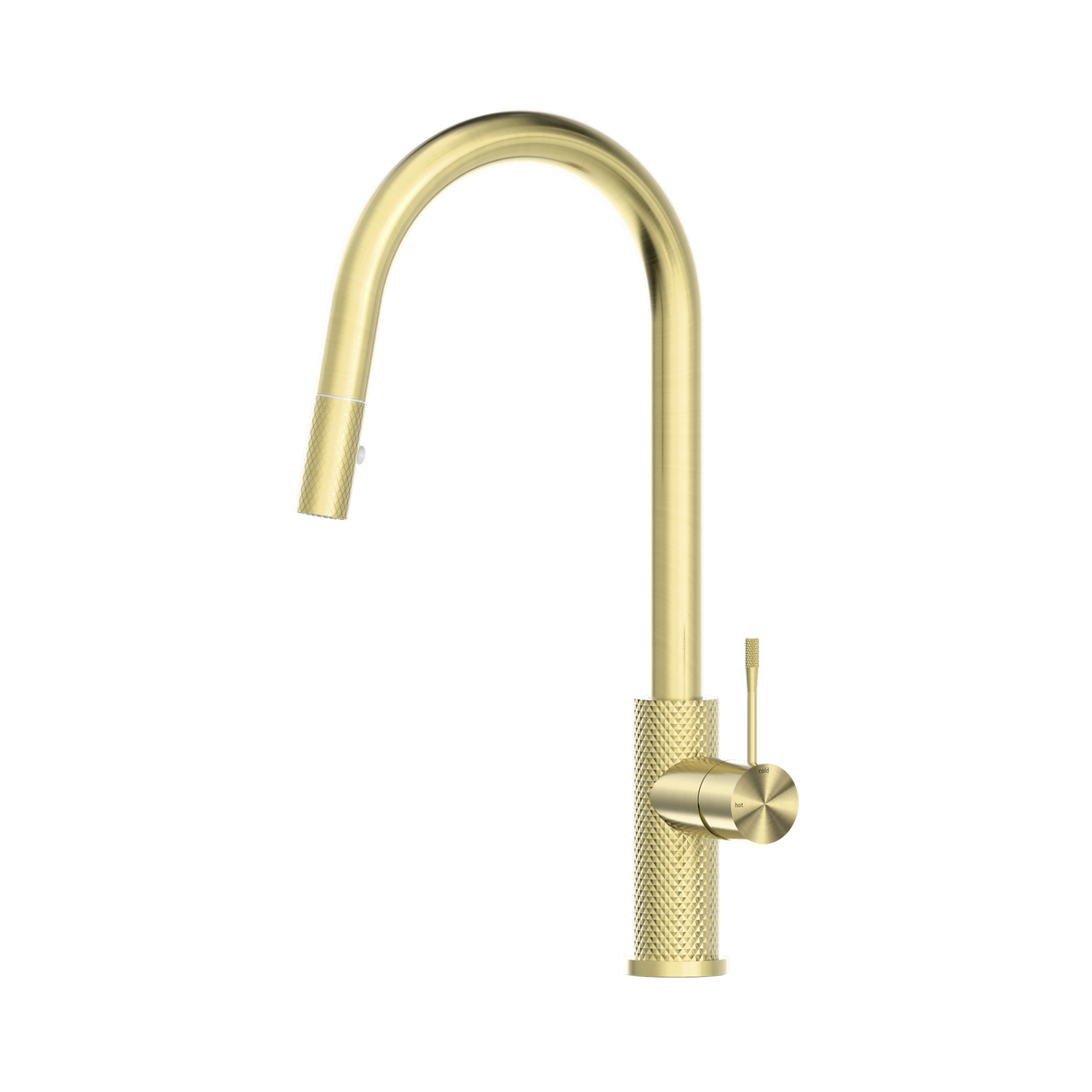 An image of Nero Tapware Opal Pull Out Sink Mixer With Vegie Spray Function Brushed Gold