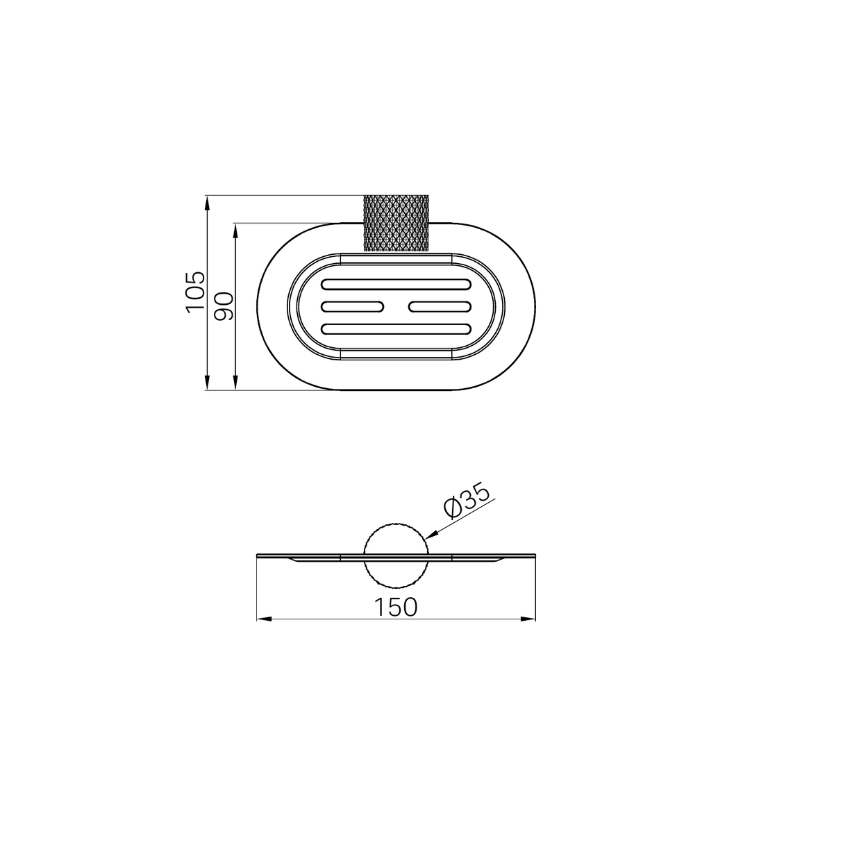 A line drawing of Nero Tapware Opal Soap Dish Holder Brushed Nickel