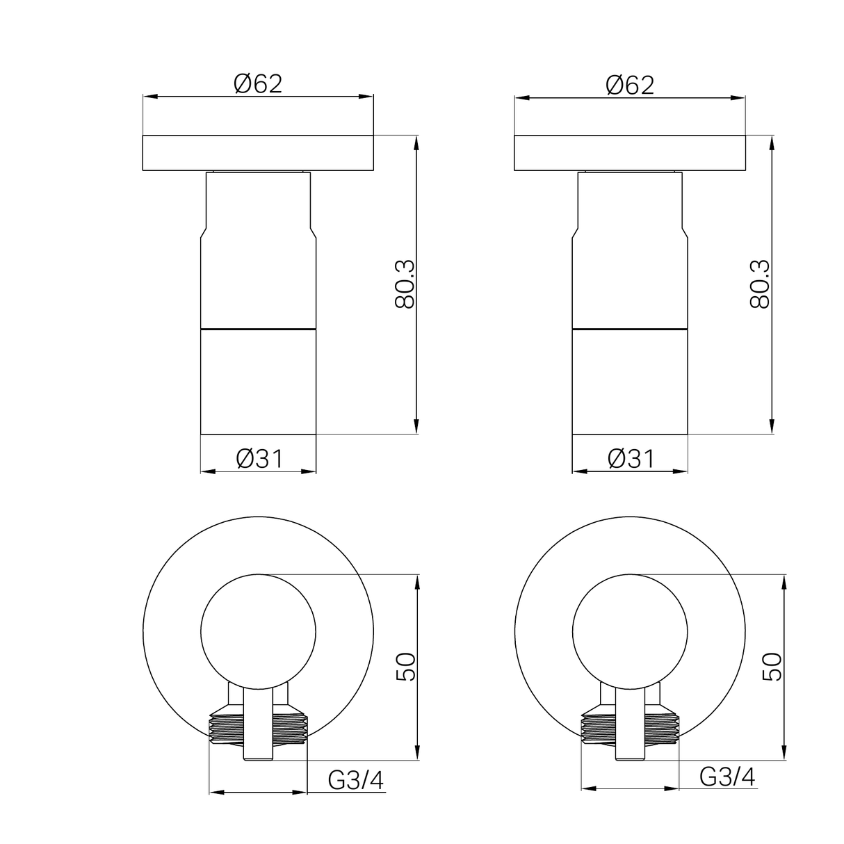 A line drawing of Nero Tapware Washing Machine Tap Set Graphite