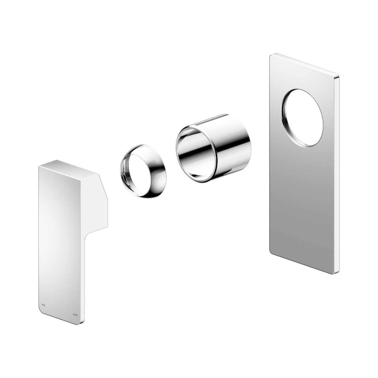 An image of Nero Tapware Celia Shower Mixer Rectangular Backplate Trim Kits Only Chrome