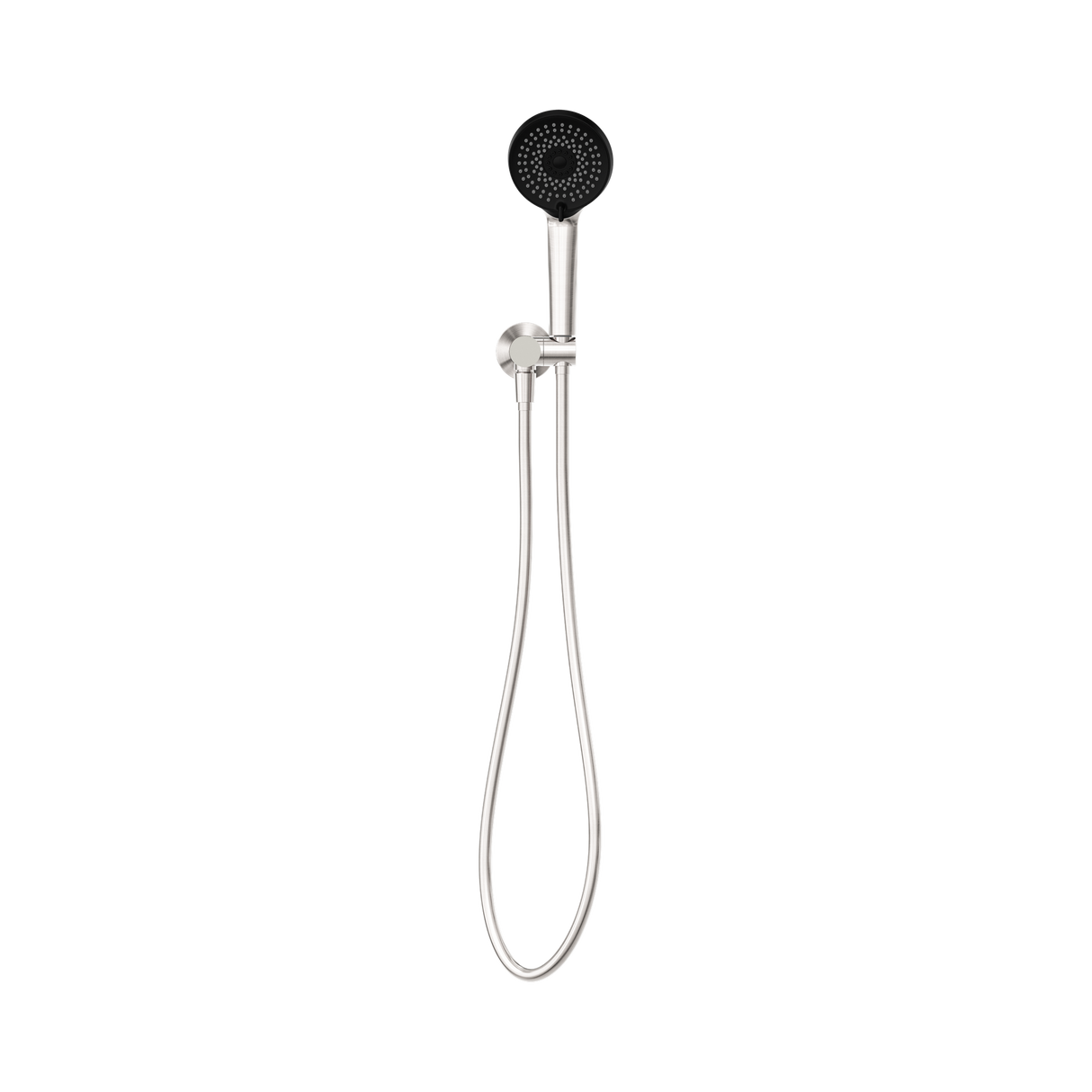 An image of Nero Tapware Project Round Shower On Bracket 4 Star Rating Brushed Nickel