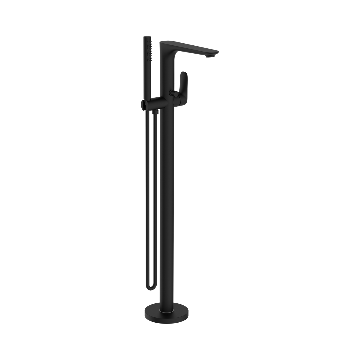 An image of Nero Tapware Bianca Freestanding Bath Mixer With Hand Shower Matte Black