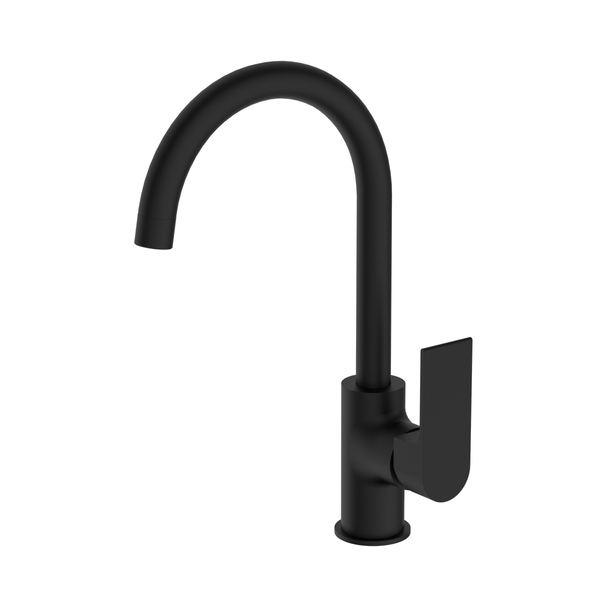 An image of Nero Tapware Bianca Kitchen Mixer Gooseneck Spout Matte Black