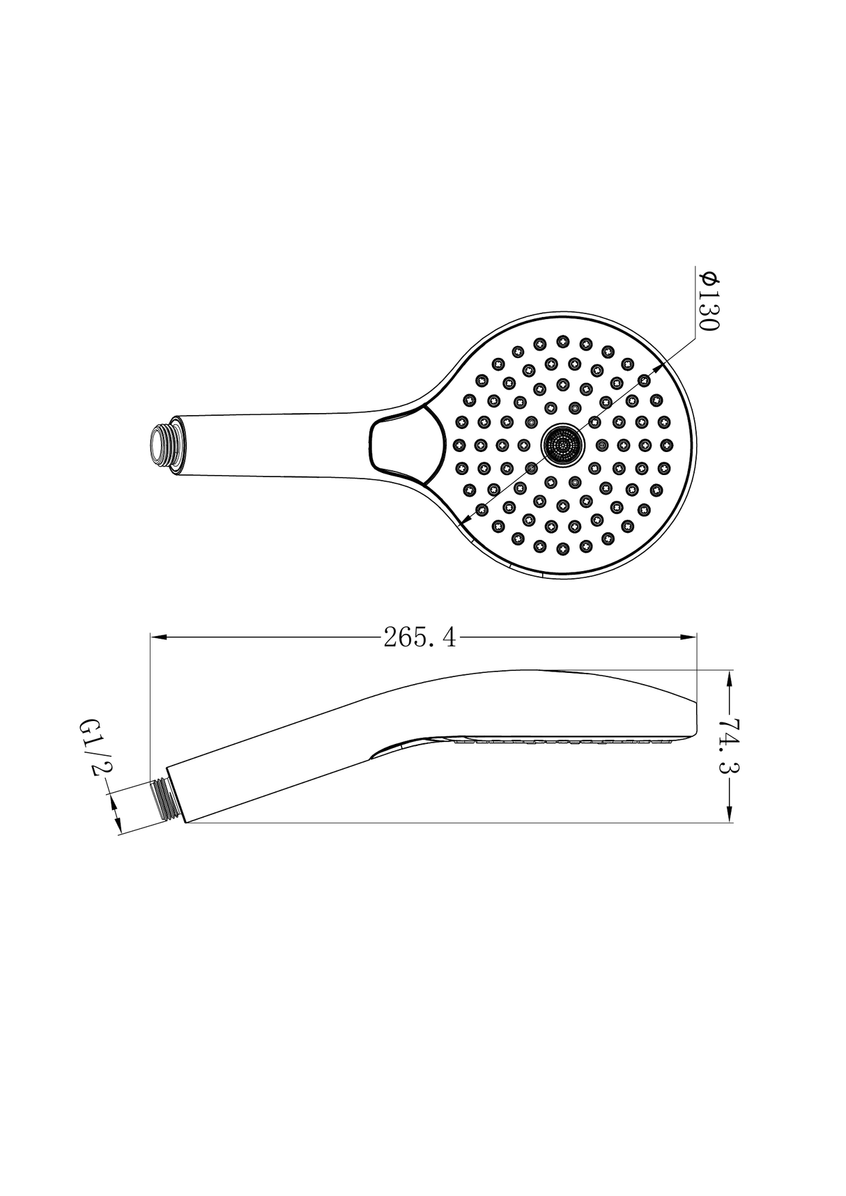 A line drawing of Nero Tapware Air Hand Shower II Gun Metal