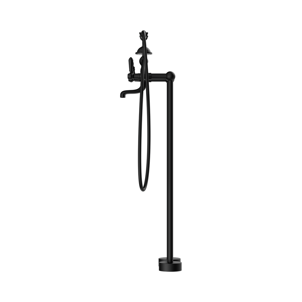 An image of Nero Tapware York Freestanding Bath Set With Metal Hand Shower Matte Black