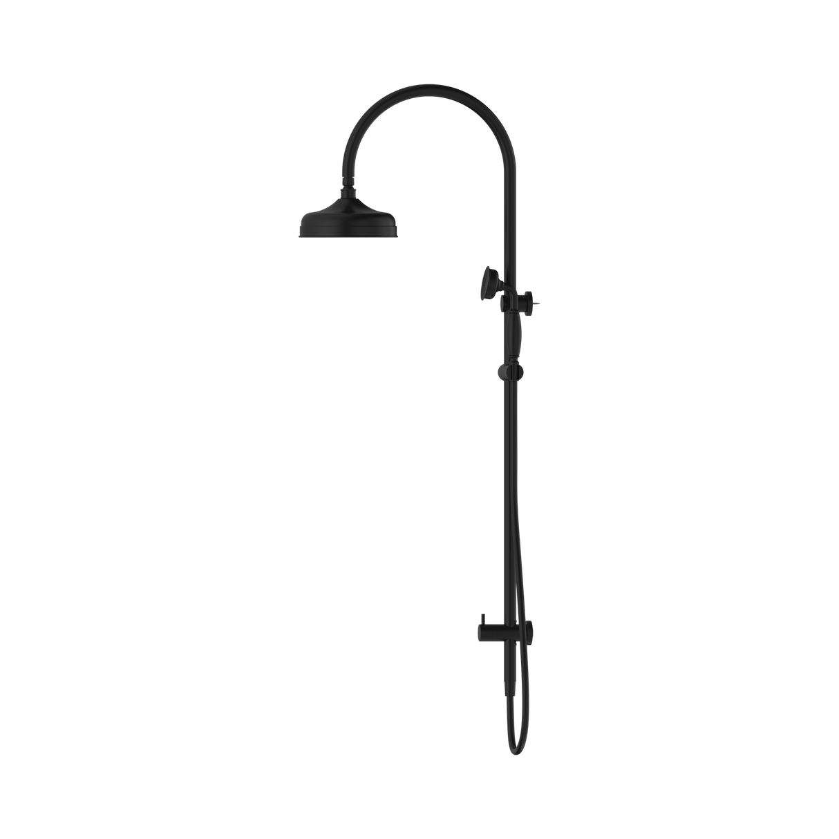 An image of Nero Tapware York Twin Shower With Metal Hand Shower Matte Black