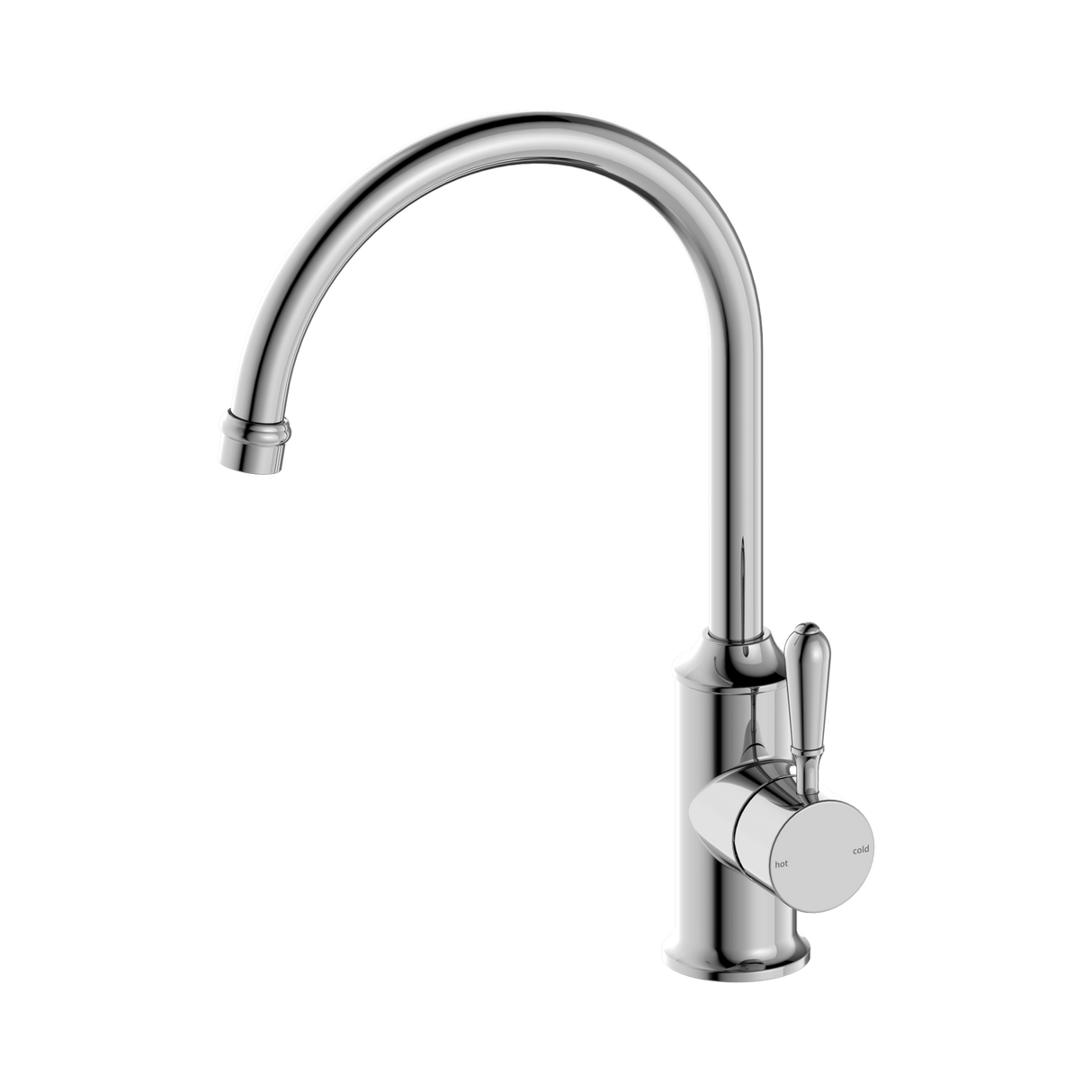 An image of Nero Tapware York Kitchen Mixer Gooseneck Spout With Metal Lever Chrome
