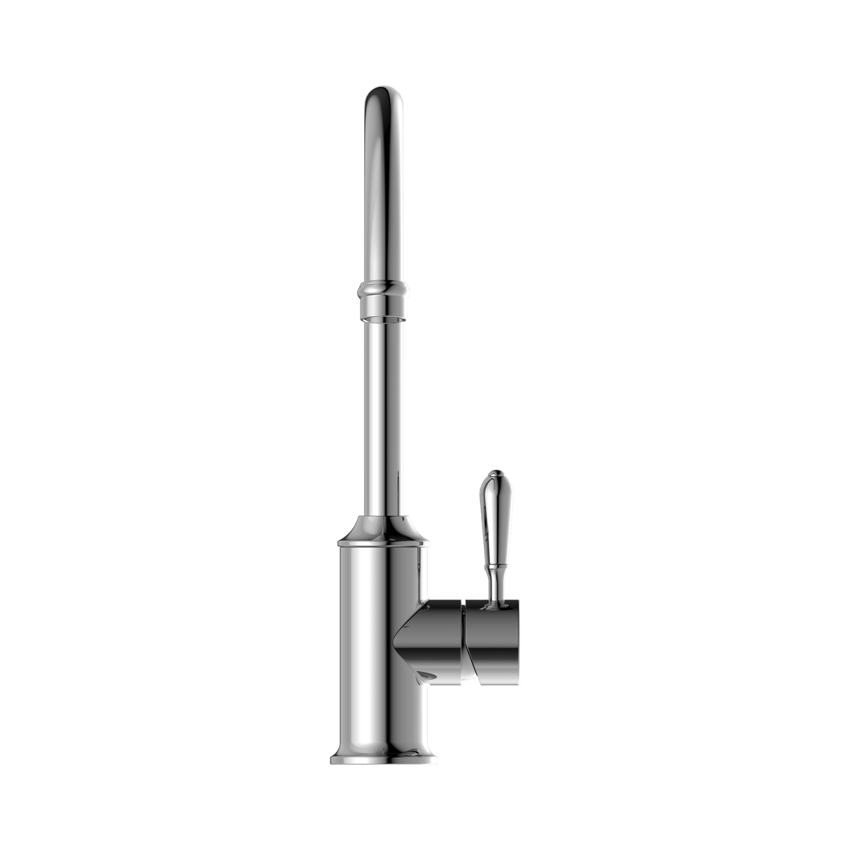 An image of Nero Tapware York Kitchen Mixer Gooseneck Spout With Metal Lever Chrome