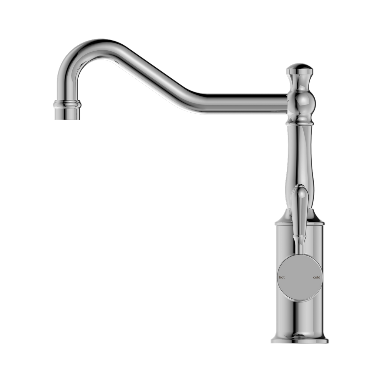 An image of Nero Tapware York Kitchen Mixer Hook Spout With Metal Lever Chrome