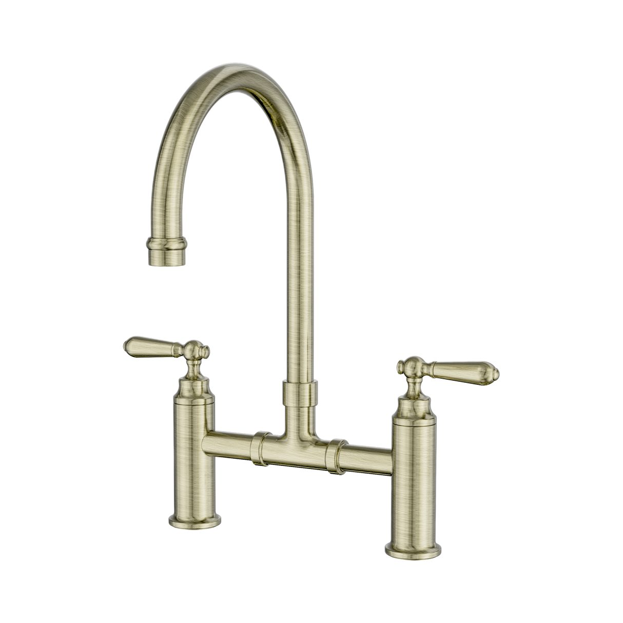 An image of Nero Tapware York Bridge Kitchen Set Aged Brass
