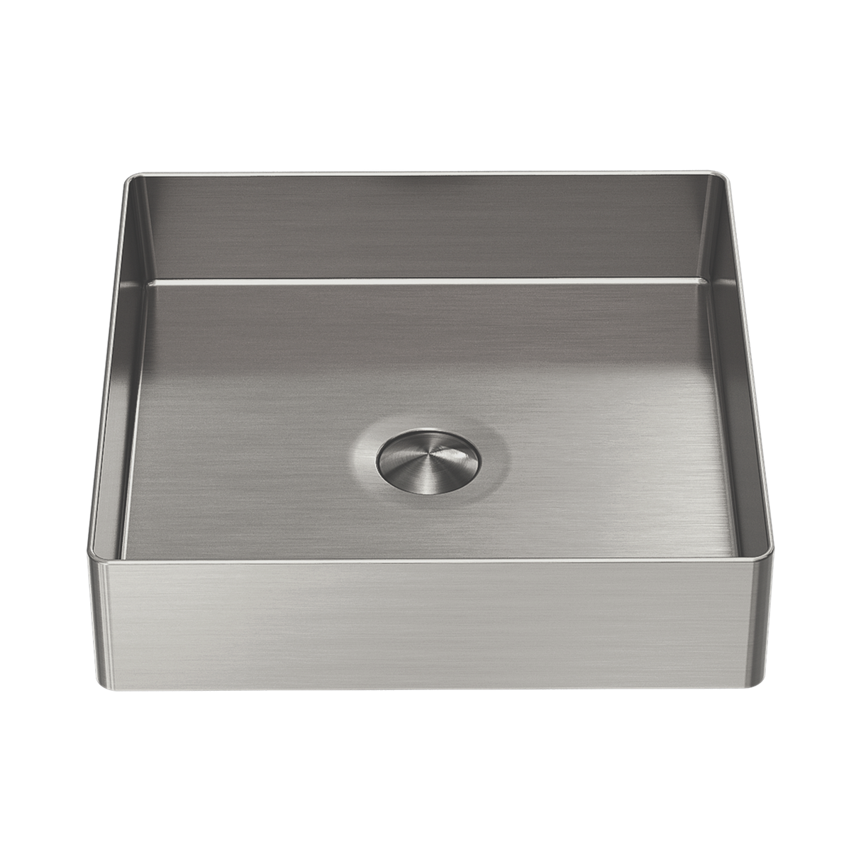 An image of Nero Tapware Opal Square 400mm Stainless Steel Basin Brushed Nickel