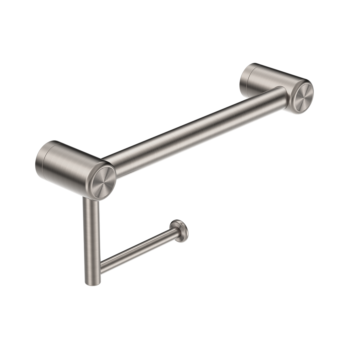 An image of Nero Tapware Mecca Care 25mm Toilet Roll Rail 300mm Brushed Nickel