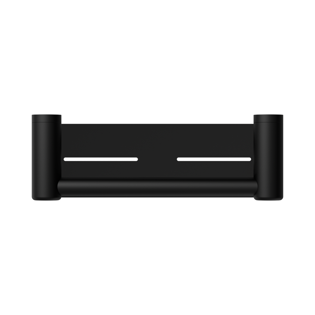 An image of Nero Tapware Mecca Care 25mm Grab Rail With Shelf 300mm Matte Black