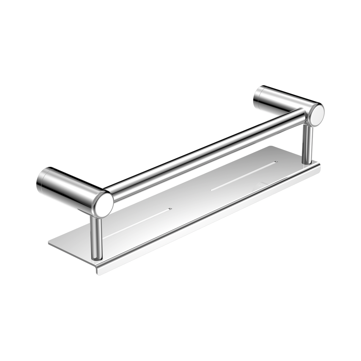 An image of Nero Tapware Mecca Care 25mm Grab Rail With Shelf 450mm Chrome