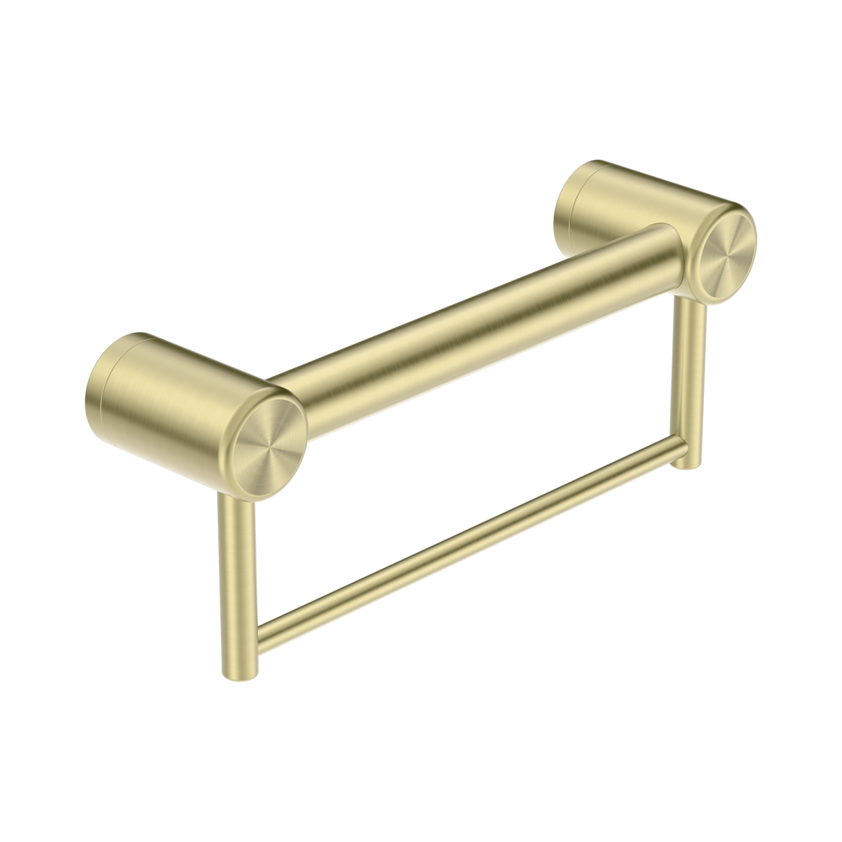 An image of Nero Tapware Mecca Care 32mm Grab Rail With Towel Holder 300mm Brushed Gold