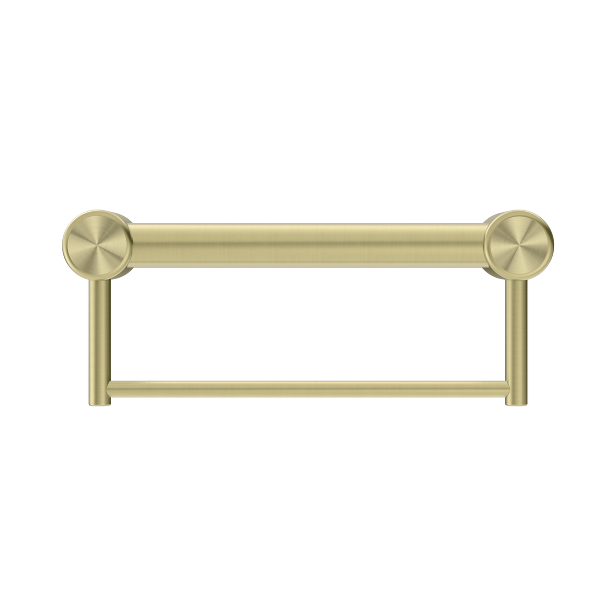 An image of Nero Tapware Mecca Care 32mm Grab Rail With Towel Holder 300mm Brushed Gold