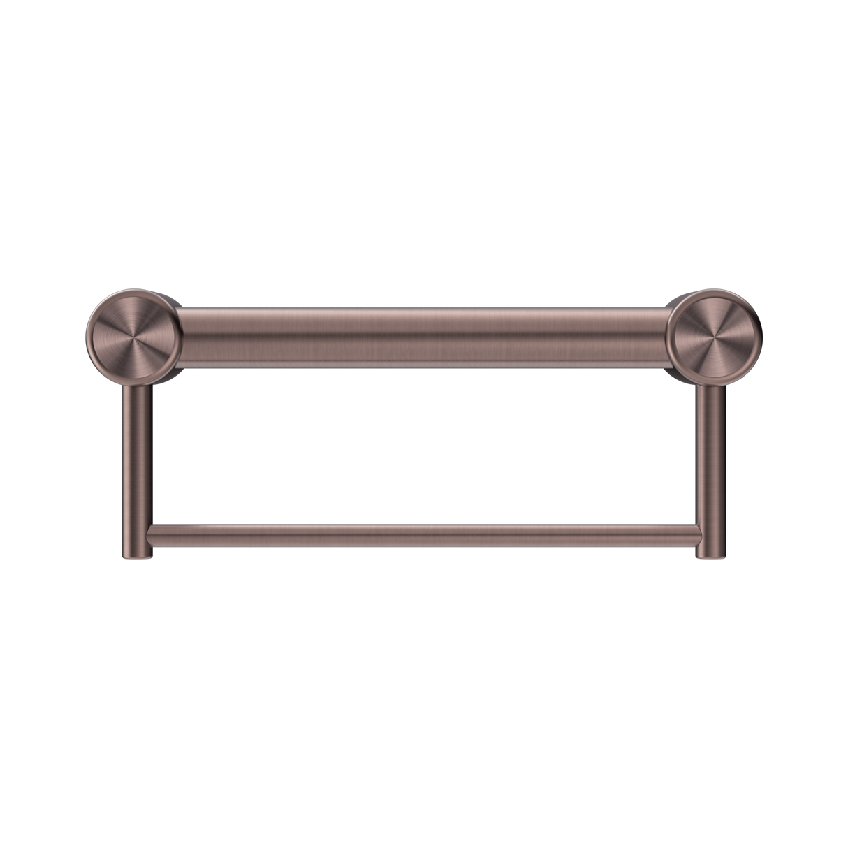 An image of Nero Tapware Mecca Care 32mm Grab Rail With Towel Holder 300mm Brushed Bronze