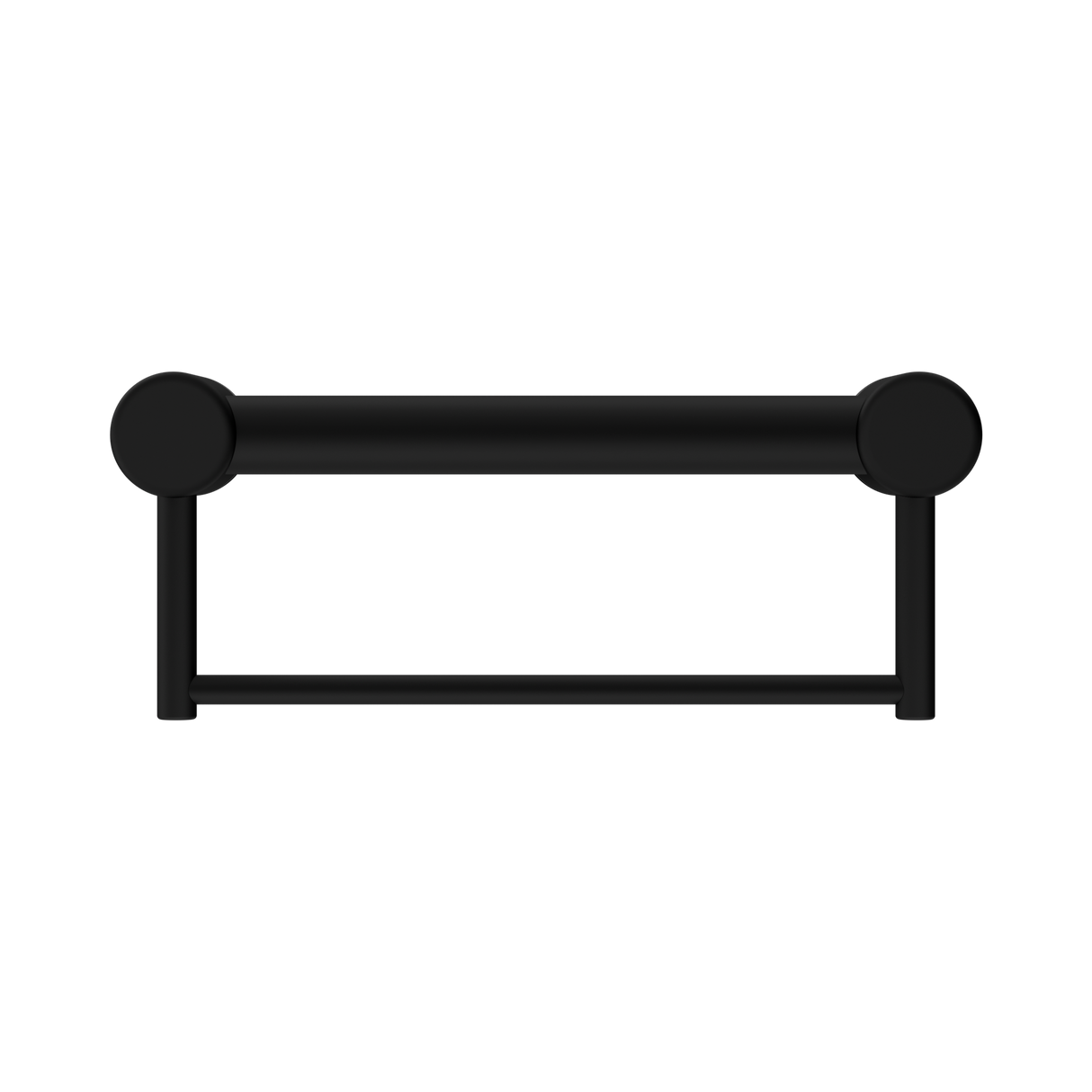 An image of Nero Tapware Mecca Care 32mm Grab Rail With Towel Holder 300mm Matte Black