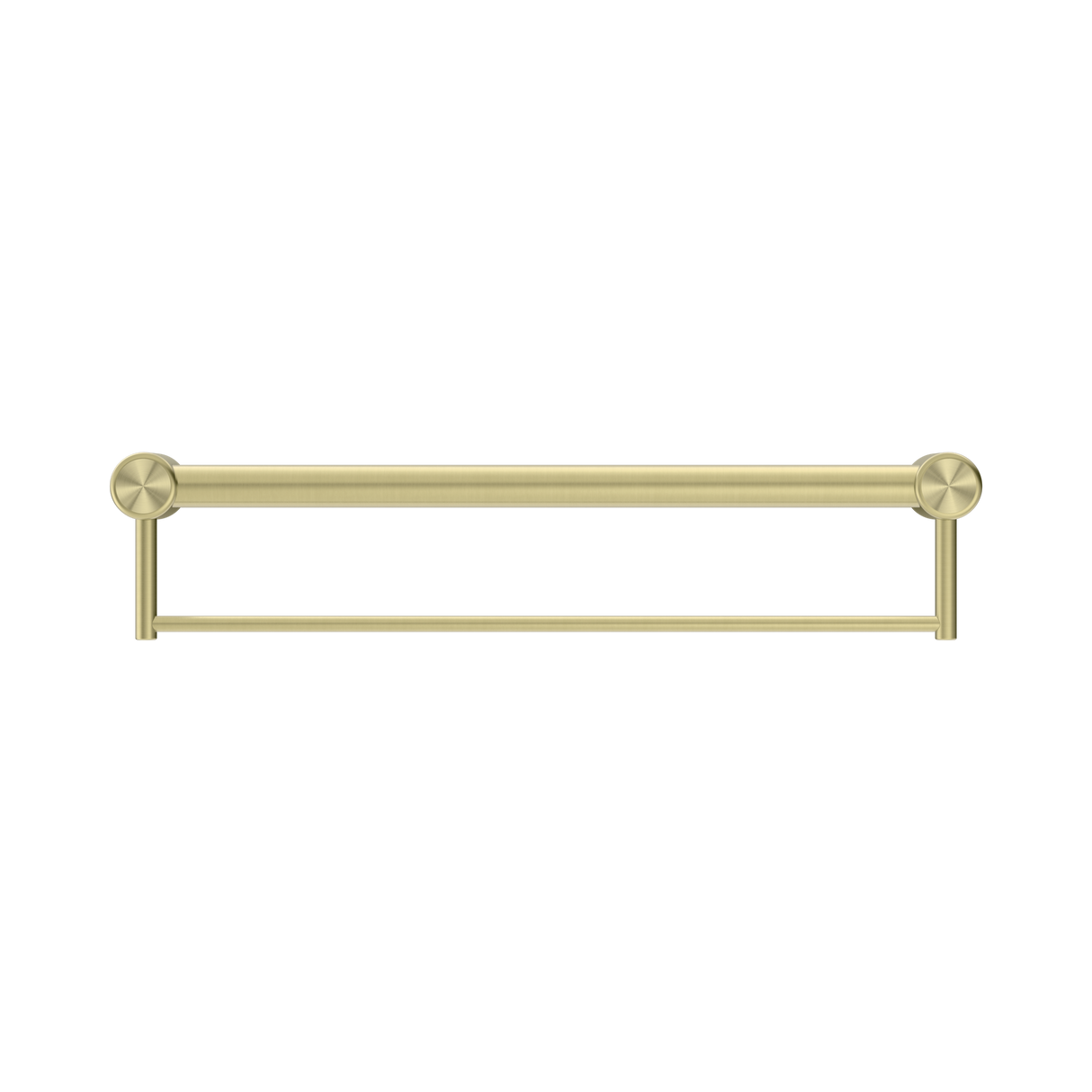An image of Nero Tapware Mecca Care 32mm Grab Rail With Towel Holder 600mm Brushed Gold