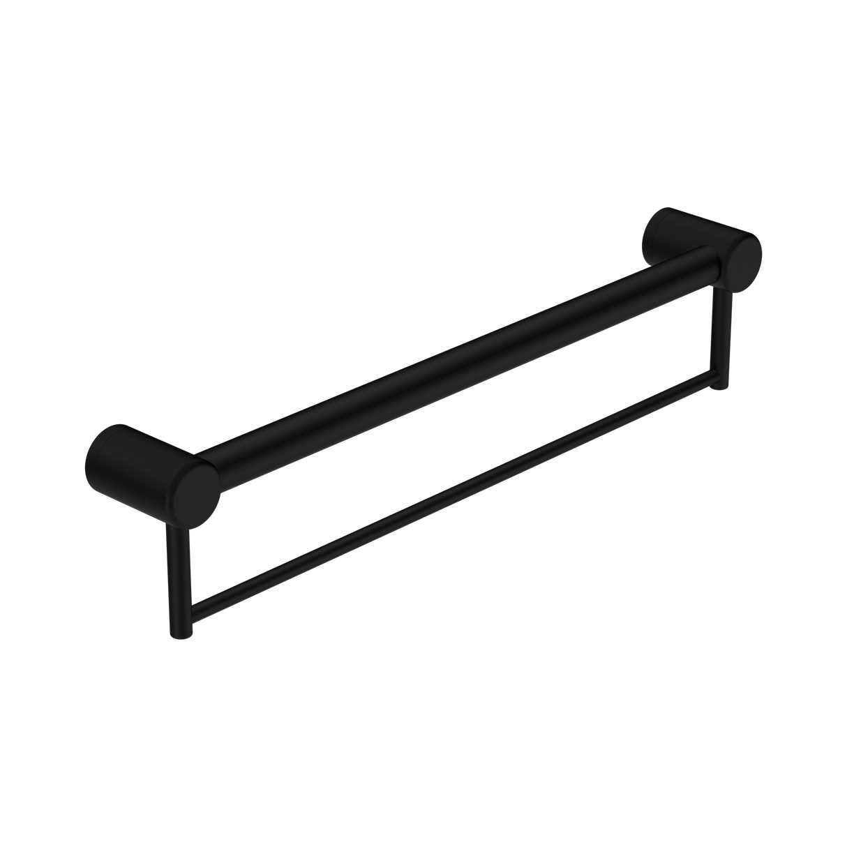 An image of Nero Tapware Mecca Care 32mm Grab Rail With Towel Holder 600mm Matte Black