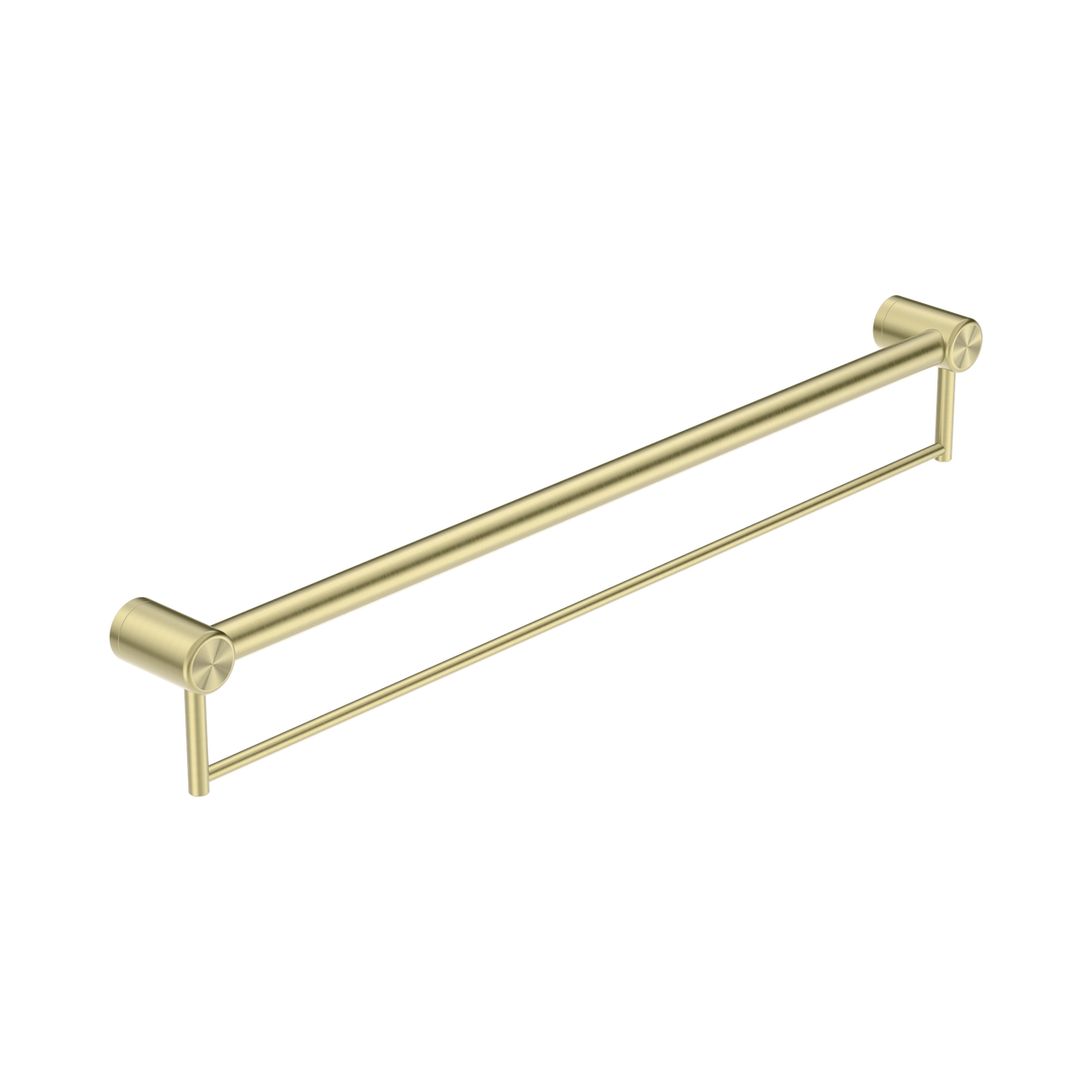 An image of Nero Tapware Mecca Care 32mm Grab Rail With Towel Holder 900mm Brushed Gold