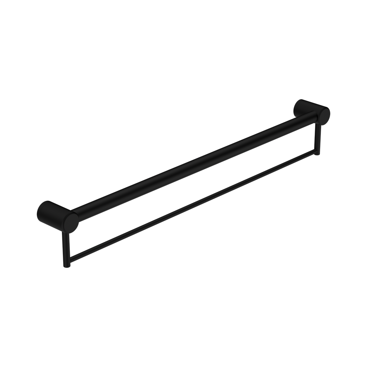 An image of Nero Tapware Mecca Care 32mm Grab Rail With Towel Holder 900mm Matte Black