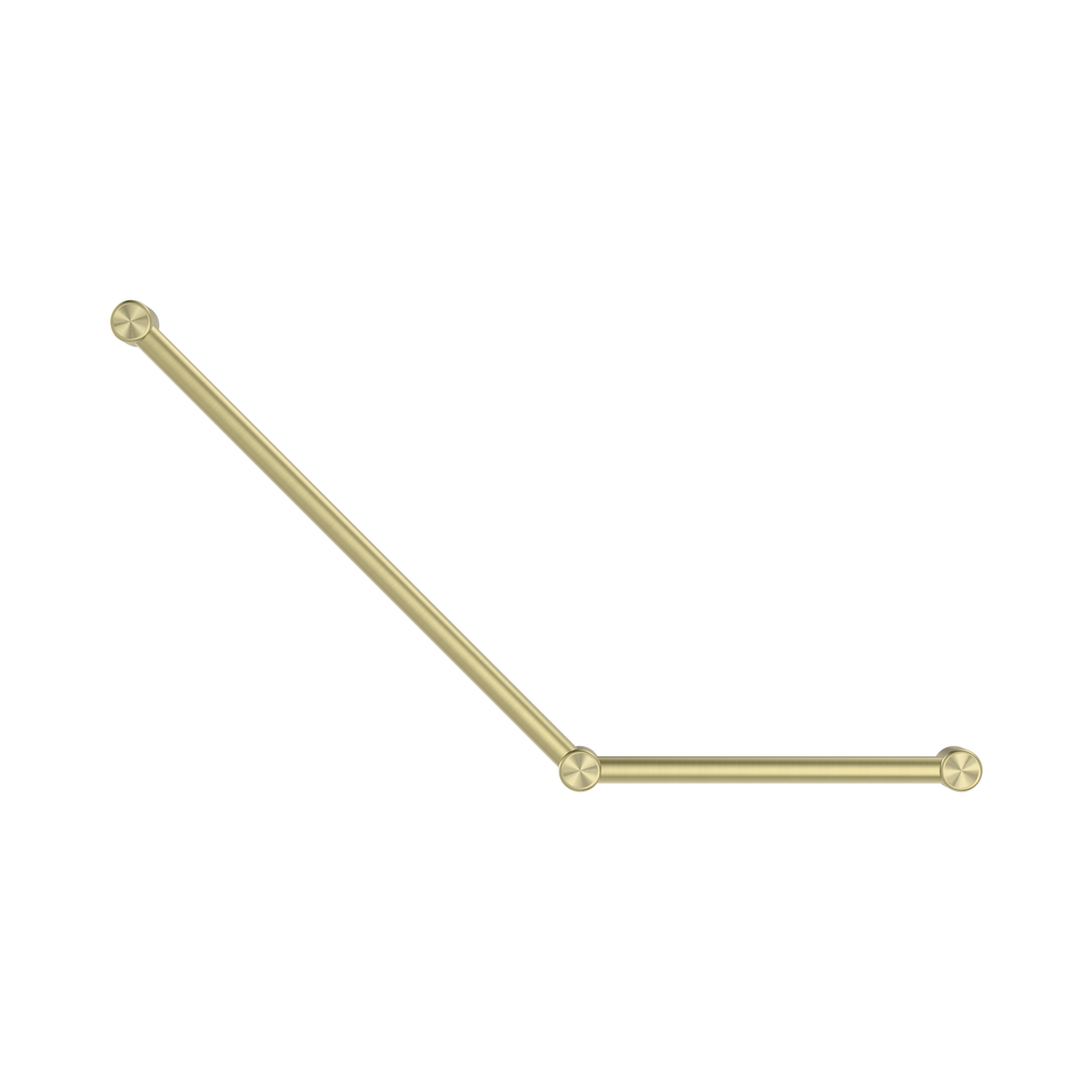 An image of Nero Tapware Mecca Care 32mm Ambulant Toilet Grab Rail 45 Degree 750X450mm Brushed Gold