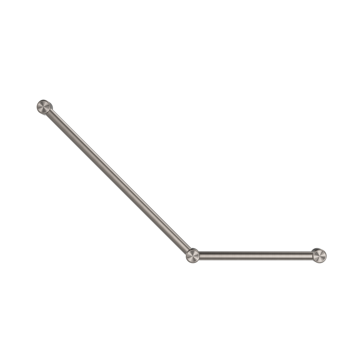 An image of Nero Tapware Mecca Care 32mm Ambulant Toilet Grab Rail 45 Degree 750X450mm Brushed Nickel