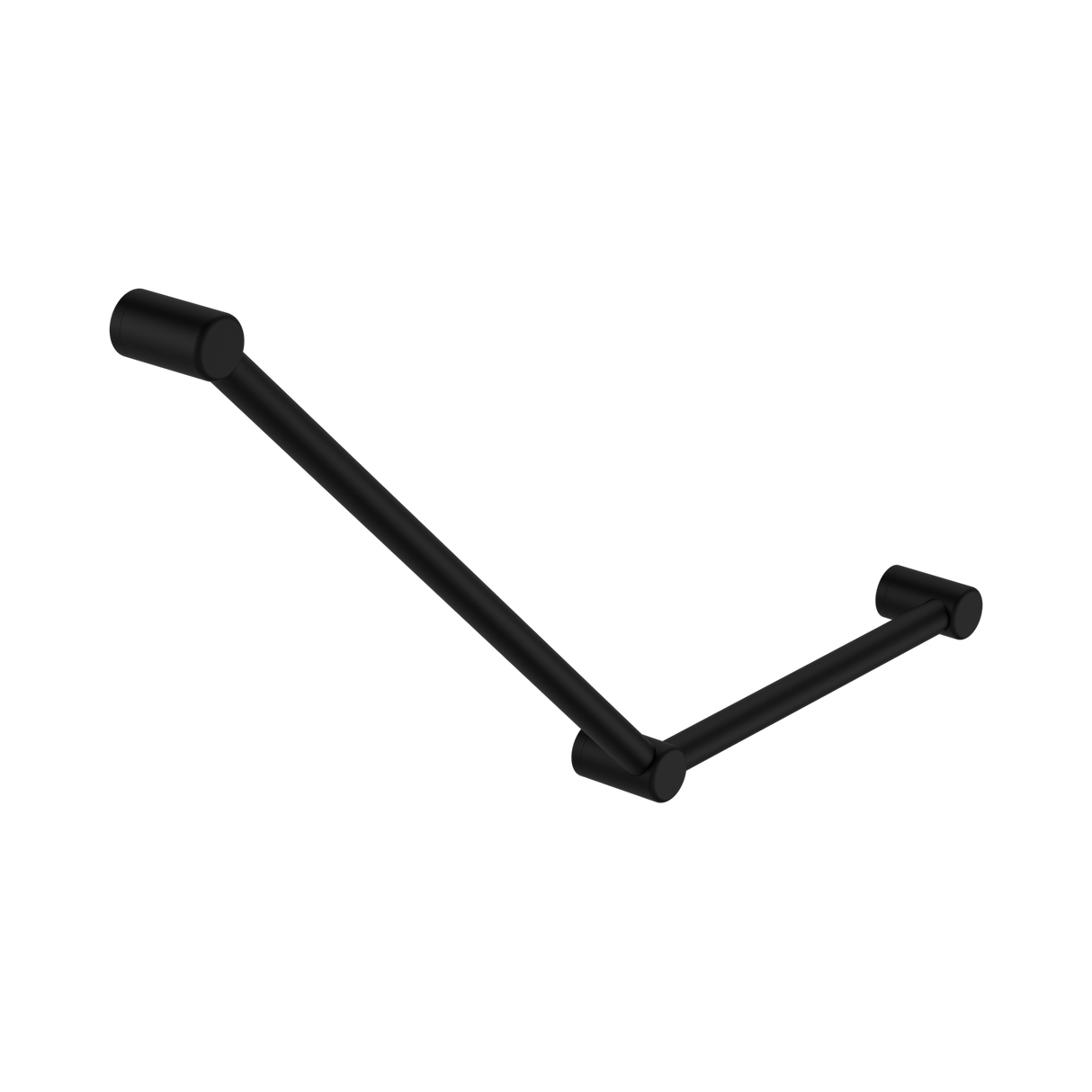 An image of Nero Tapware Mecca Care 32mm Ambulant Toilet Grab Rail 45 Degree 750X450mm Matte Black