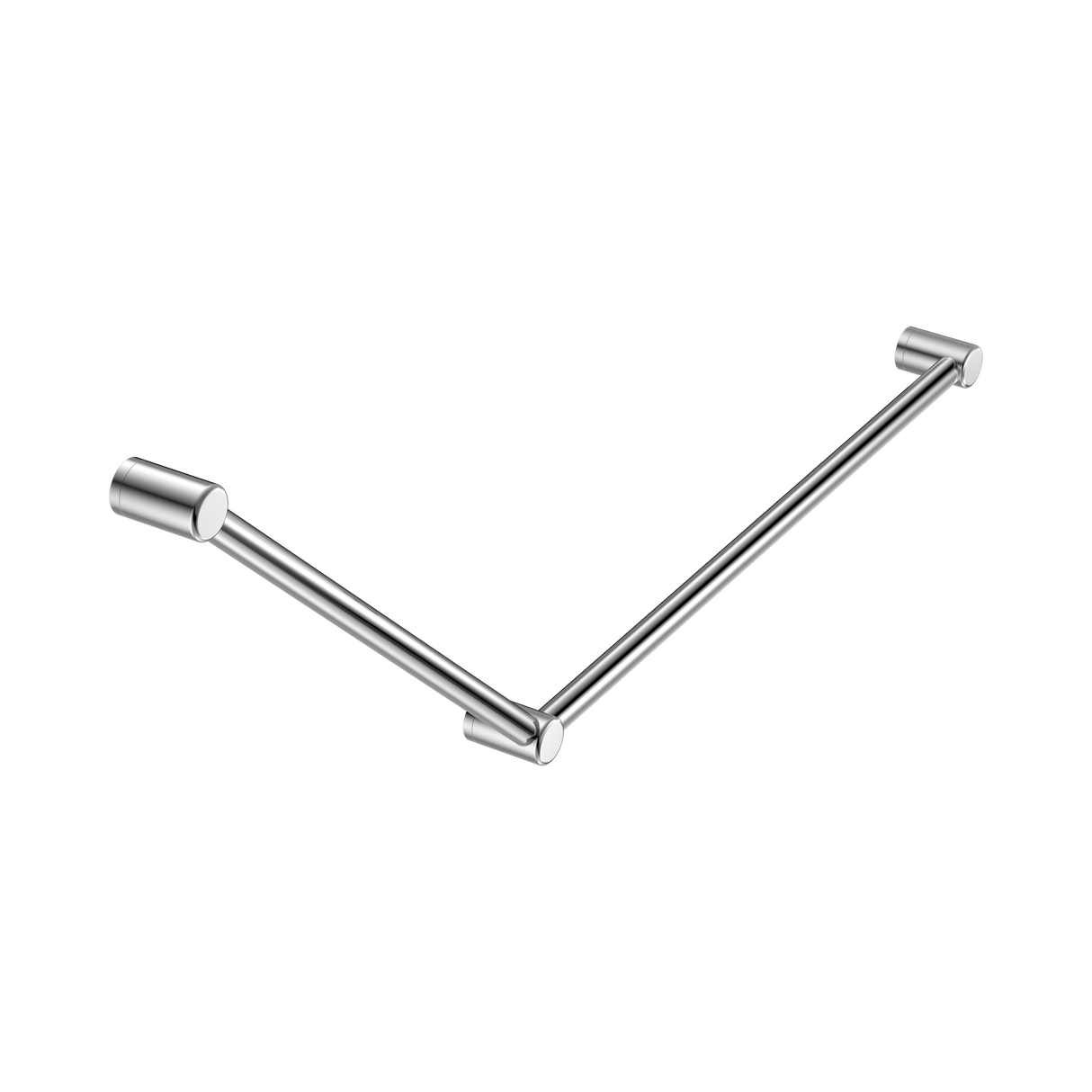 An image of Nero Tapware Mecca Care 32mm DDA Accessible Toilet Grab Rail Set 45 Degree 750X900mm Chrome