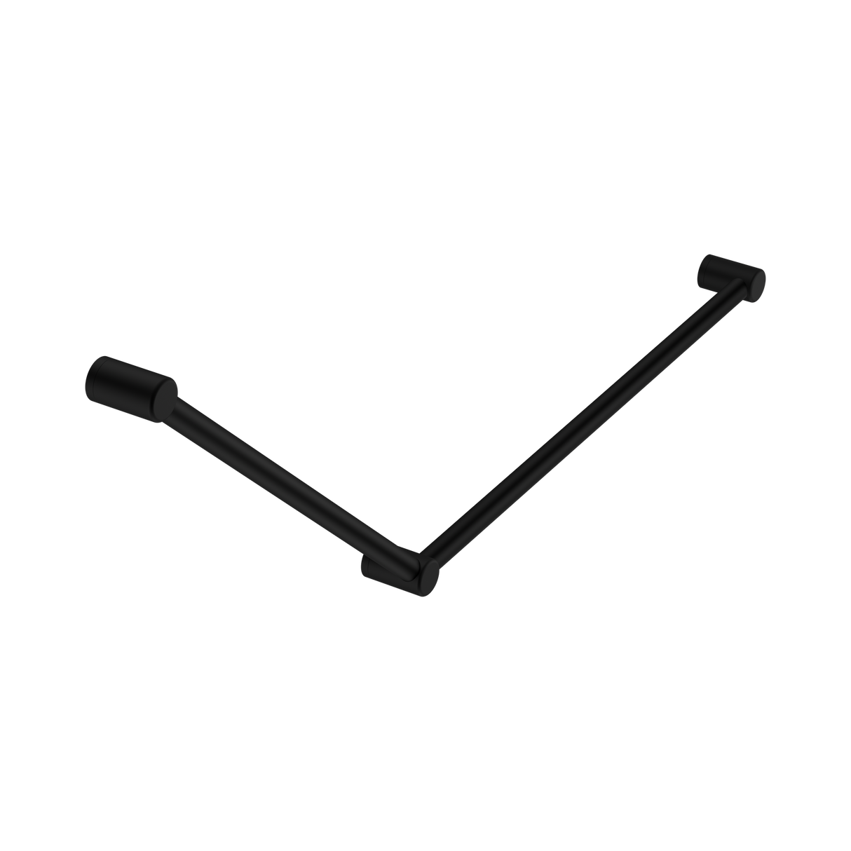 An image of Nero Tapware Mecca Care 32mm DDA Accessible Toilet Grab Rail Set 45 Degree 750X900mm Matte Black