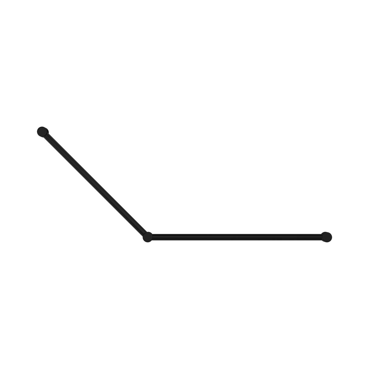 An image of Nero Tapware Mecca Care 32mm DDA Accessible Toilet Grab Rail Set 45 Degree 750X900mm Matte Black