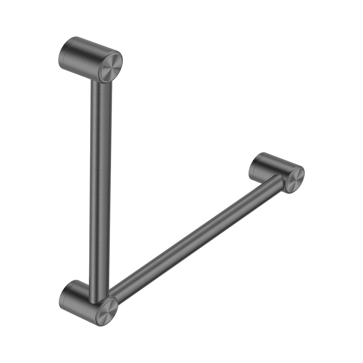 An image of Nero Tapware Mecca Care 32mm Ambulant Toilet Grab Rail 90 Degree 450X450mm Gun Metal