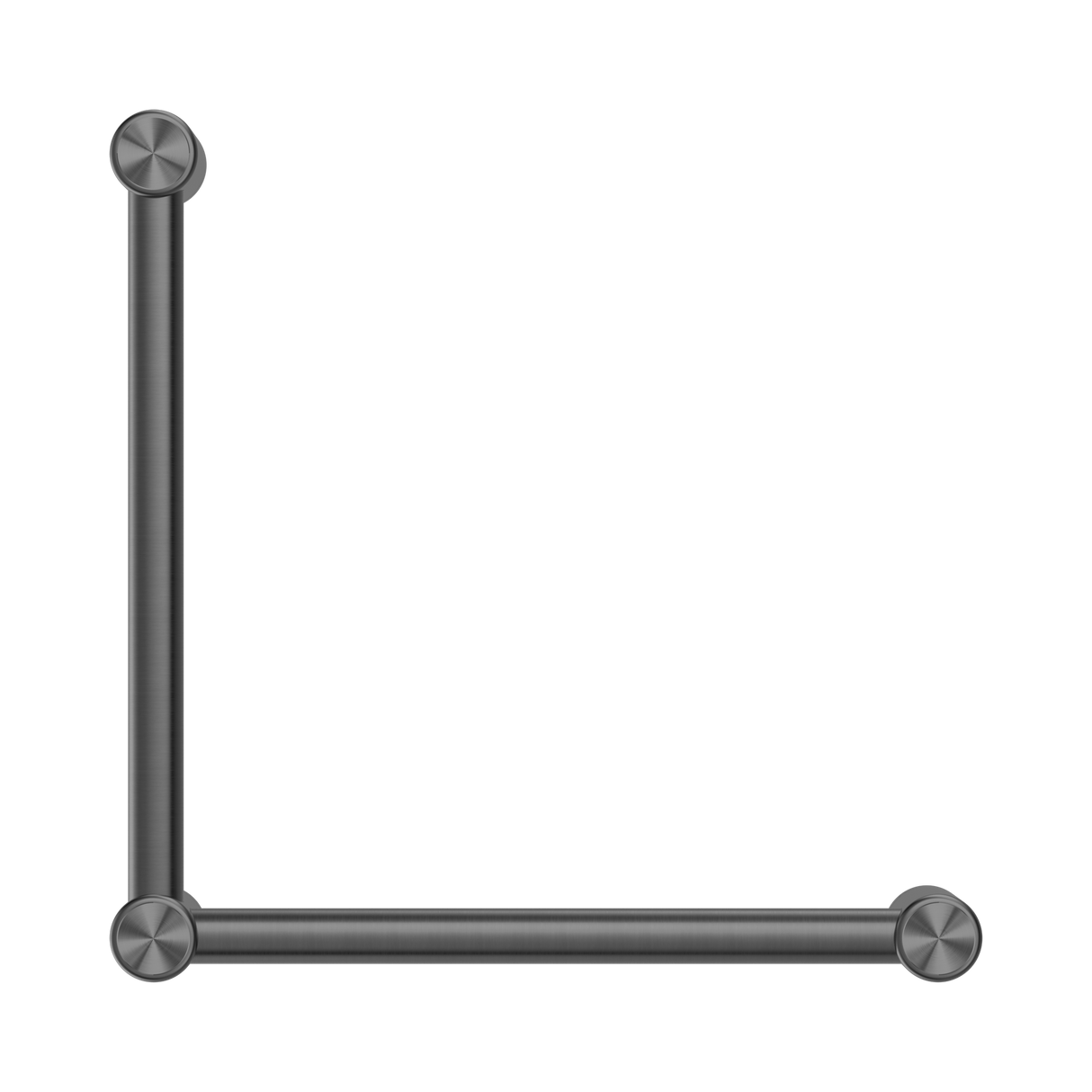 An image of Nero Tapware Mecca Care 32mm Ambulant Toilet Grab Rail 90 Degree 450X450mm Gun Metal