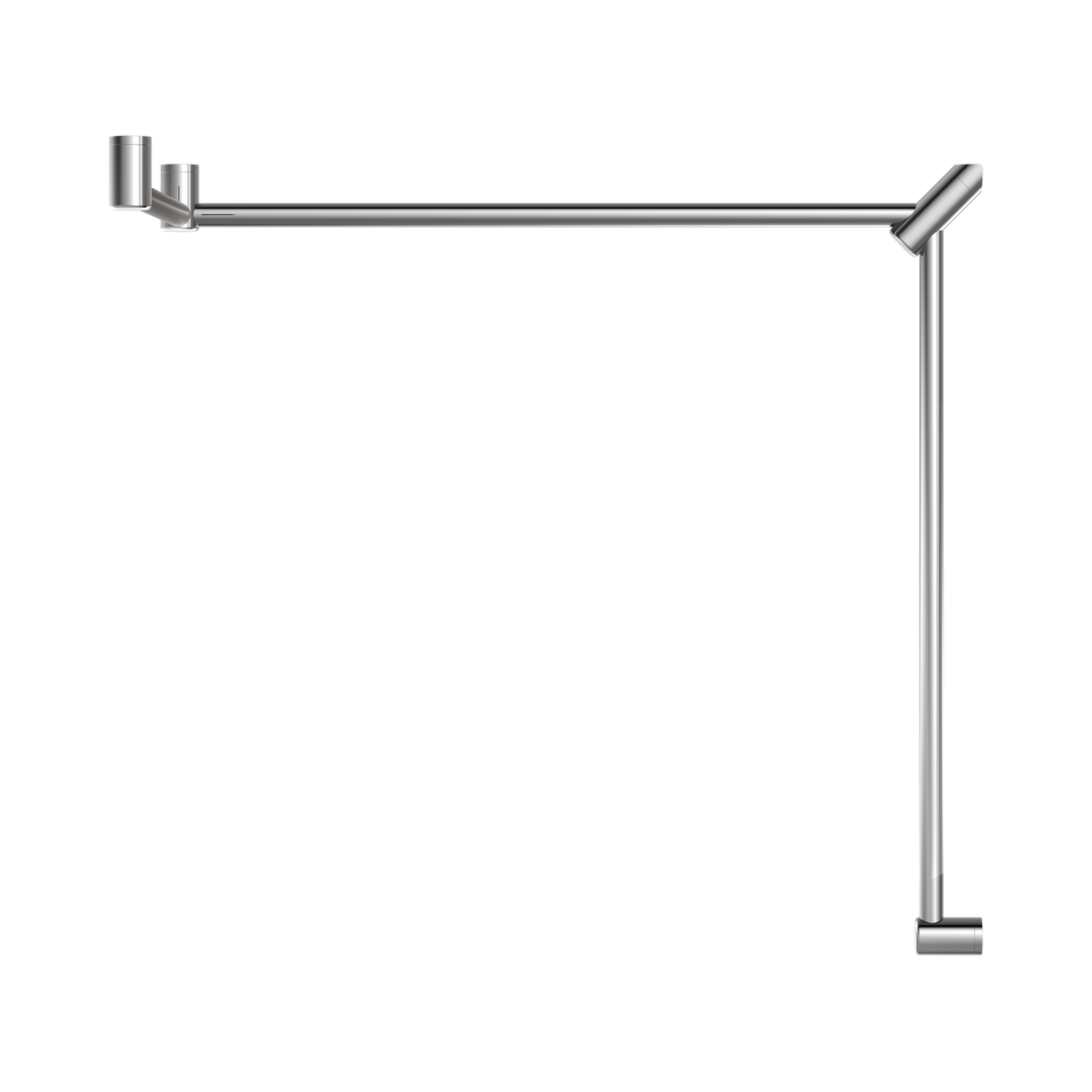 An image of Nero Tapware Mecca Care 32mm DDA Accessible Toilet Grab Rail Set 90 Degree Continuous 600X1065X1025mm Chrome