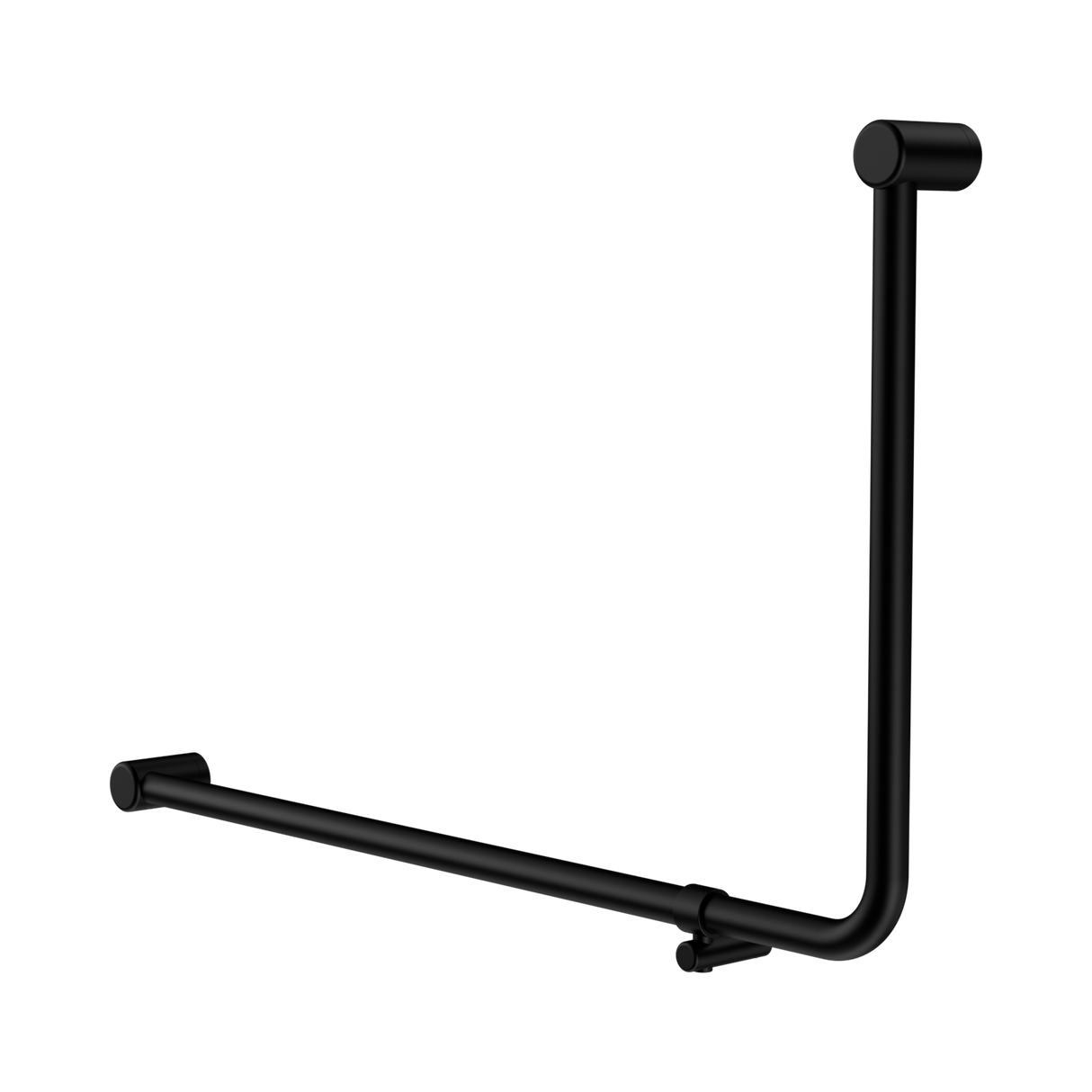 An image of Nero Tapware Mecca Care 32mm DDA Accessible Toilet 90 Degree Bent Tube Grab Rail 600X1000mm Matte Black