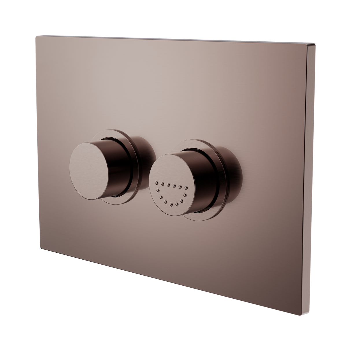 An image of Nero Tapware Mecca Care Raised Disabled Care Pneumatic Flush Buttons Plate DDA Accessible Toilet Compliant Brushed Bronze