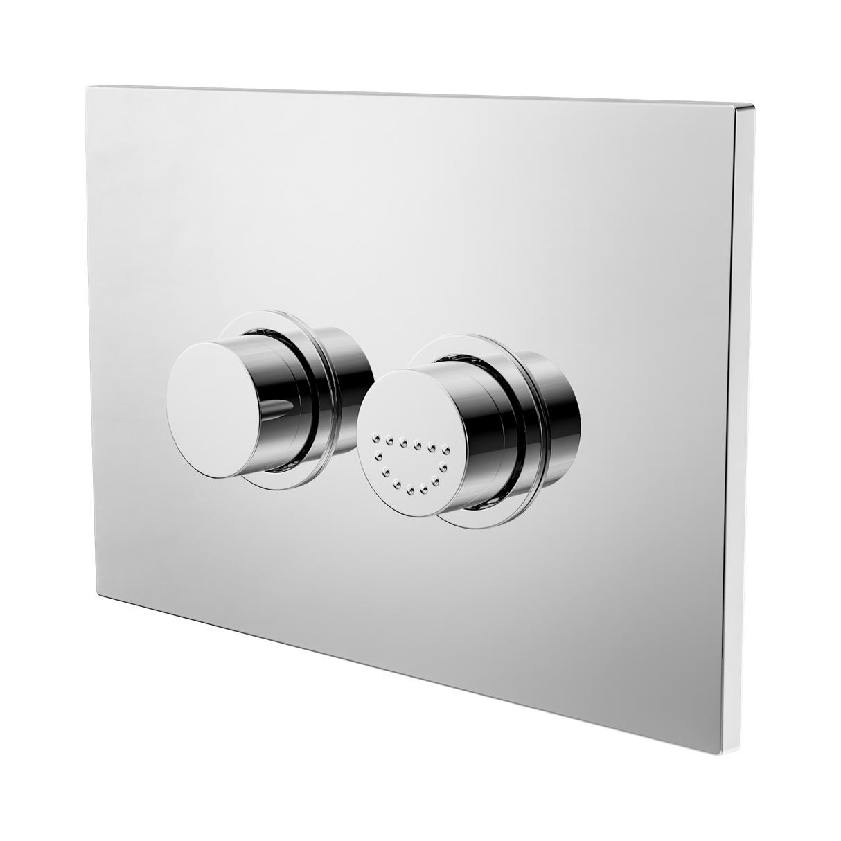An image of Nero Tapware Mecca Care Raised Disabled Care Pneumatic Flush Buttons Plate DDA Accessible Toilet Compliant Chrome