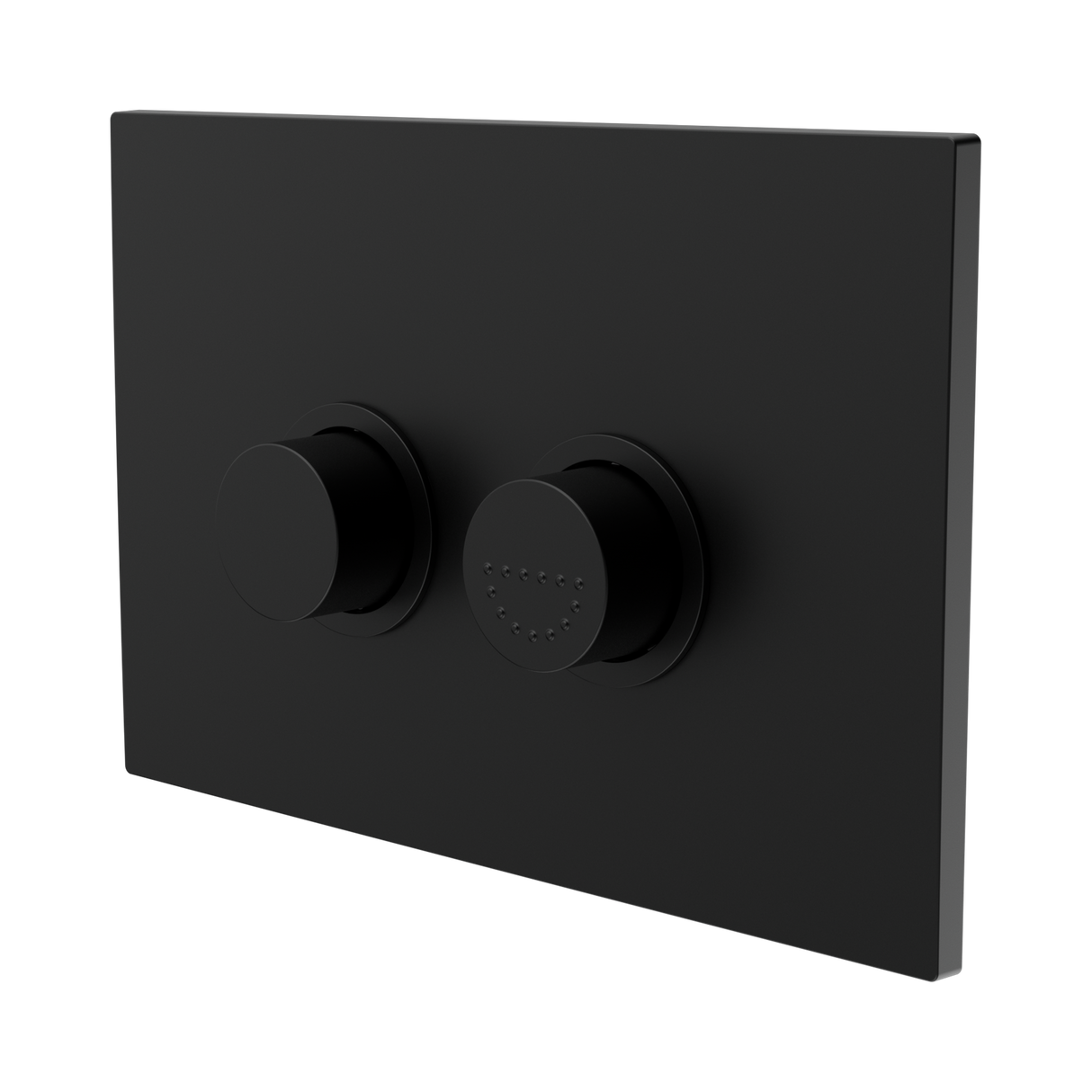 An image of Nero Tapware Mecca Care Raised Disabled Care Pneumatic Flush Buttons Plate DDA Accessible Toilet Compliant Matte Black