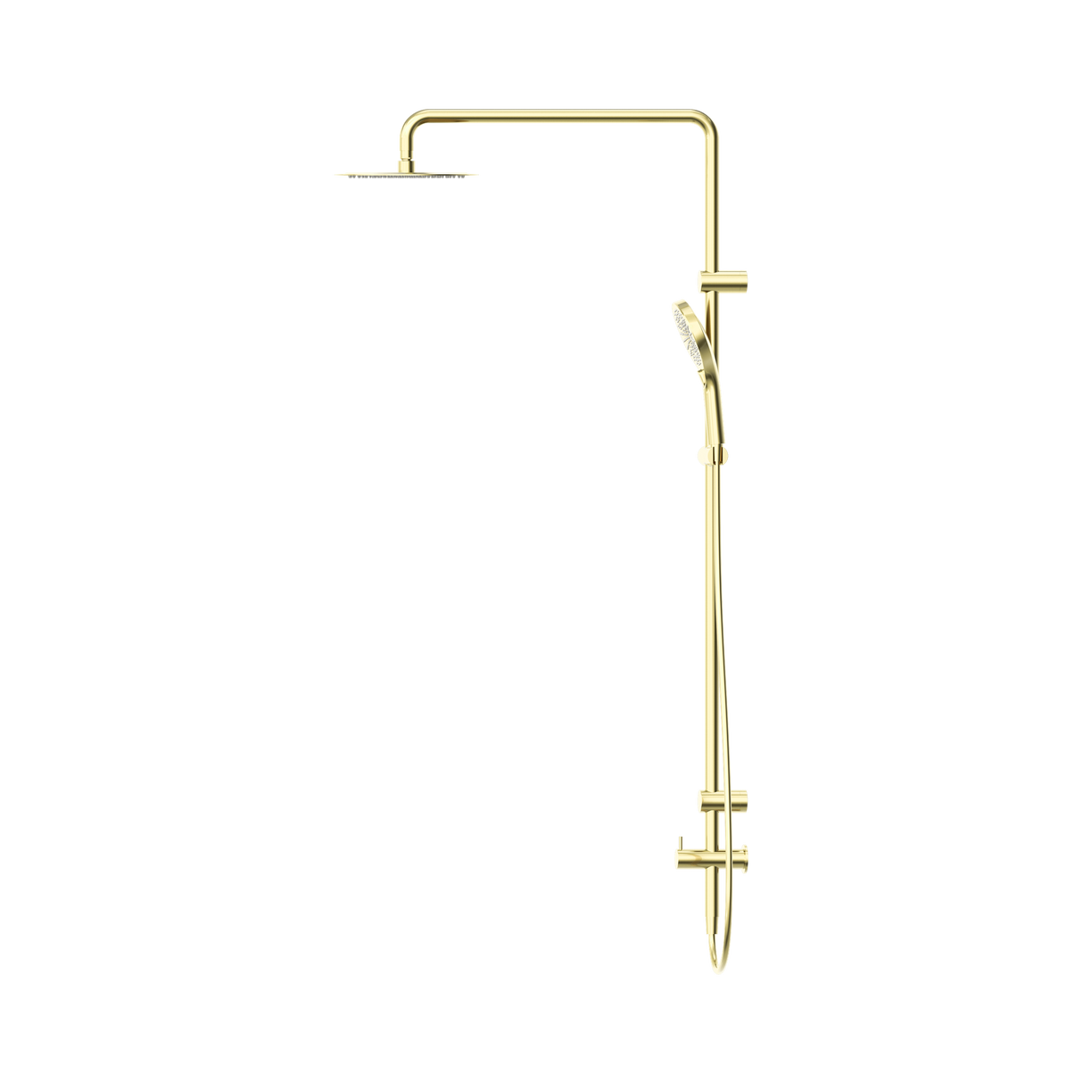 An image of Nero Tapware Mecca Care 25mm Grab Rail 900mm Twin Shower Set Brushed Gold